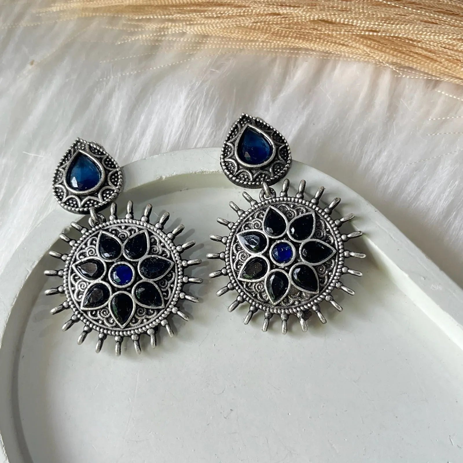 Black & Blue Silver Shadow Earrings - womaniya - Black & Blue Silver Shadow Earrings - womaniya -  -  - Black & Blue Silver Shadow Earrings - womaniya - #tag1# - #tag2# - #tag3# - #tag4#