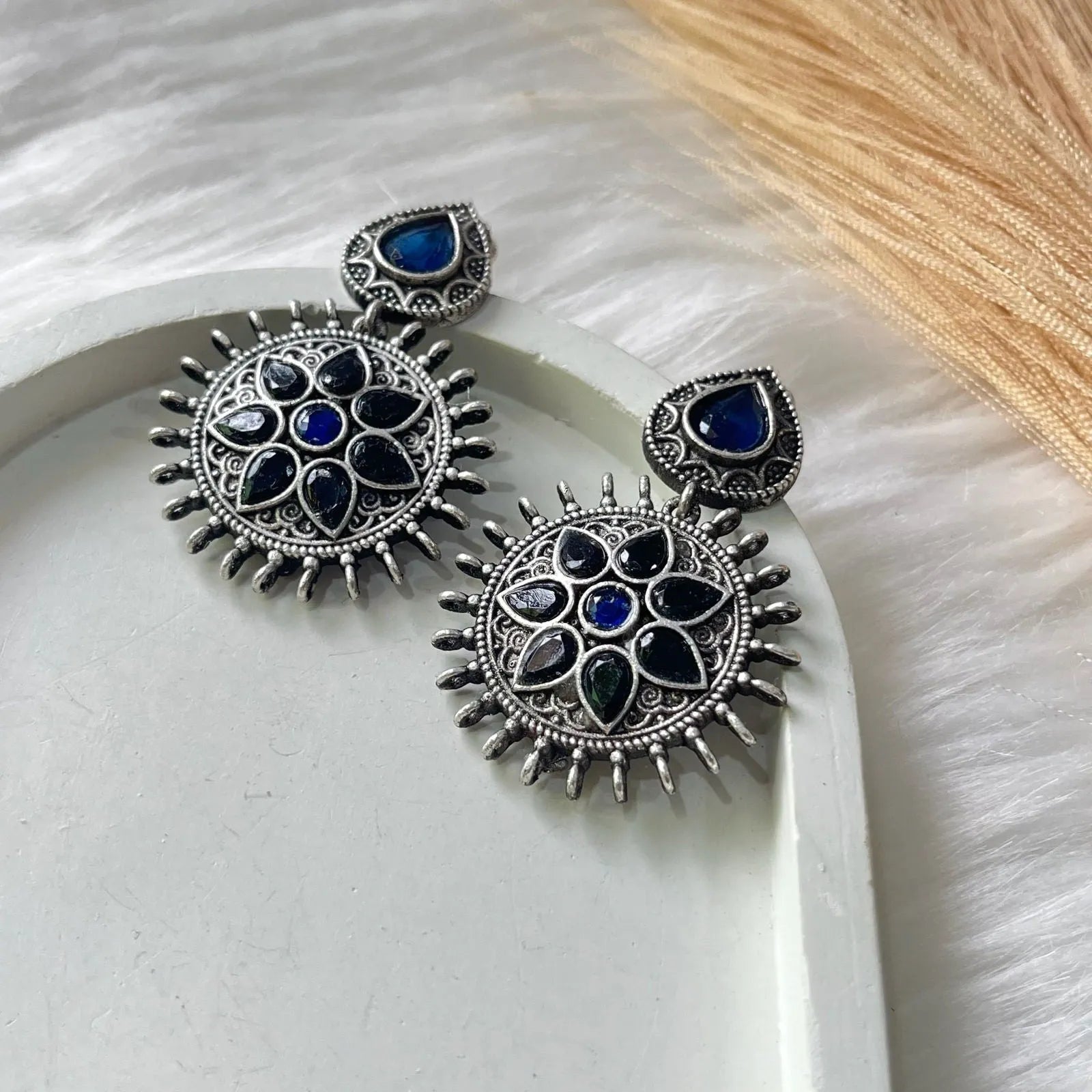 Black & Blue Silver Shadow Earrings - womaniya - Black & Blue Silver Shadow Earrings - womaniya -  -  - Black & Blue Silver Shadow Earrings - womaniya - #tag1# - #tag2# - #tag3# - #tag4#