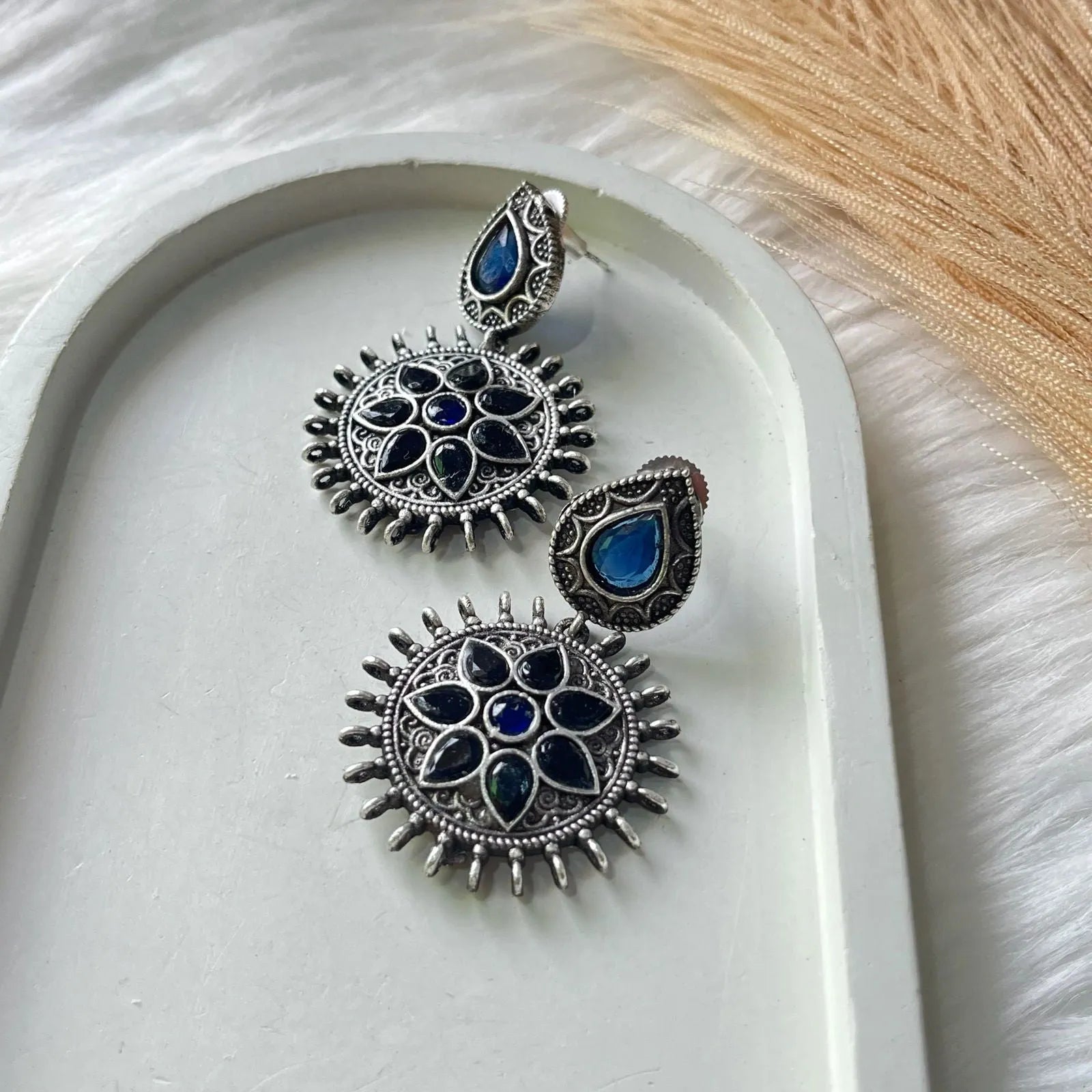 Black & Blue Silver Shadow Earrings - womaniya - Black & Blue Silver Shadow Earrings - womaniya -  -  - Black & Blue Silver Shadow Earrings - womaniya - #tag1# - #tag2# - #tag3# - #tag4#