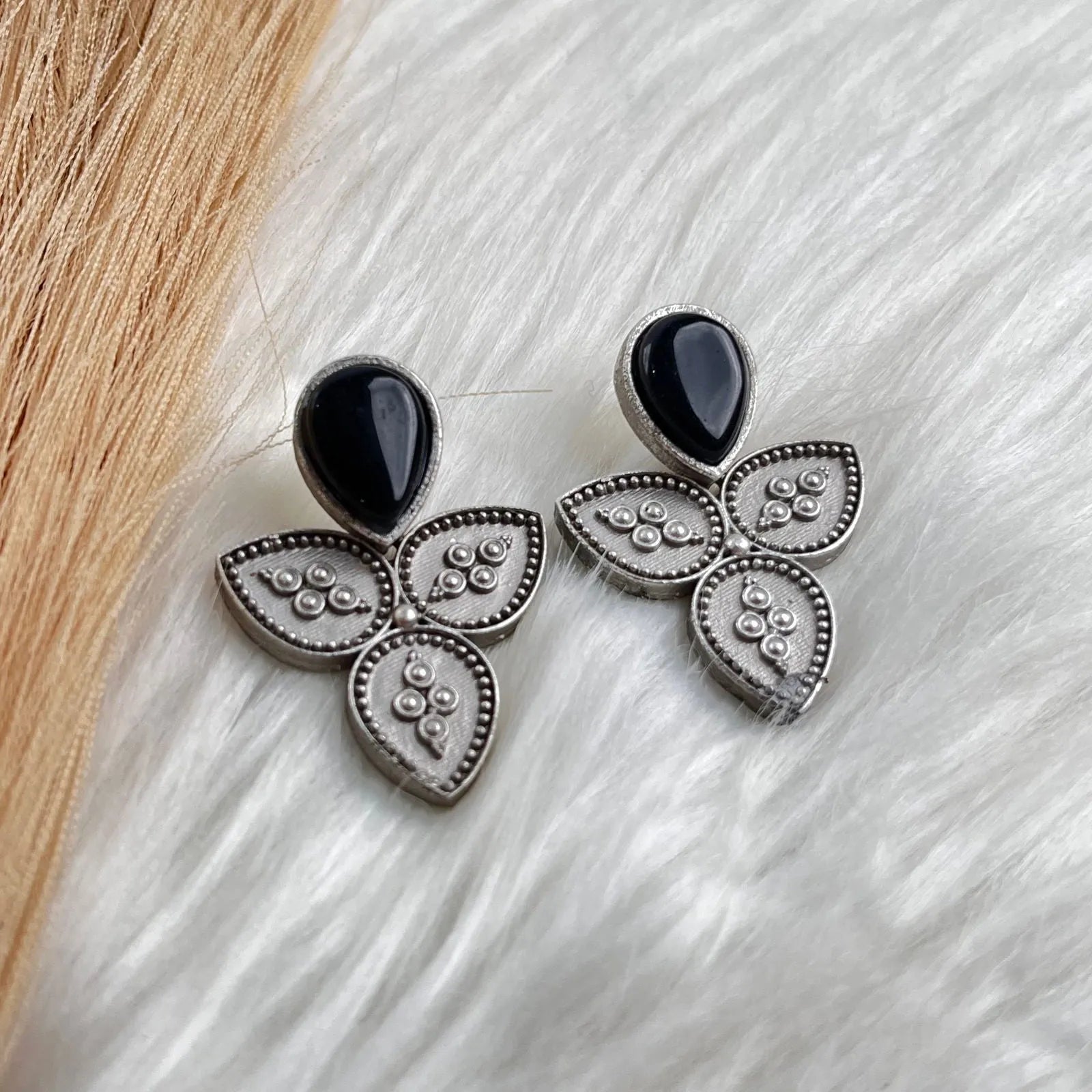 Black TriPetal Grace Earrings - womaniya - Black TriPetal Grace Earrings - womaniya -  - My Store - Black TriPetal Grace Earrings - womaniya - #tag1# - #tag2# - #tag3# - #tag4#