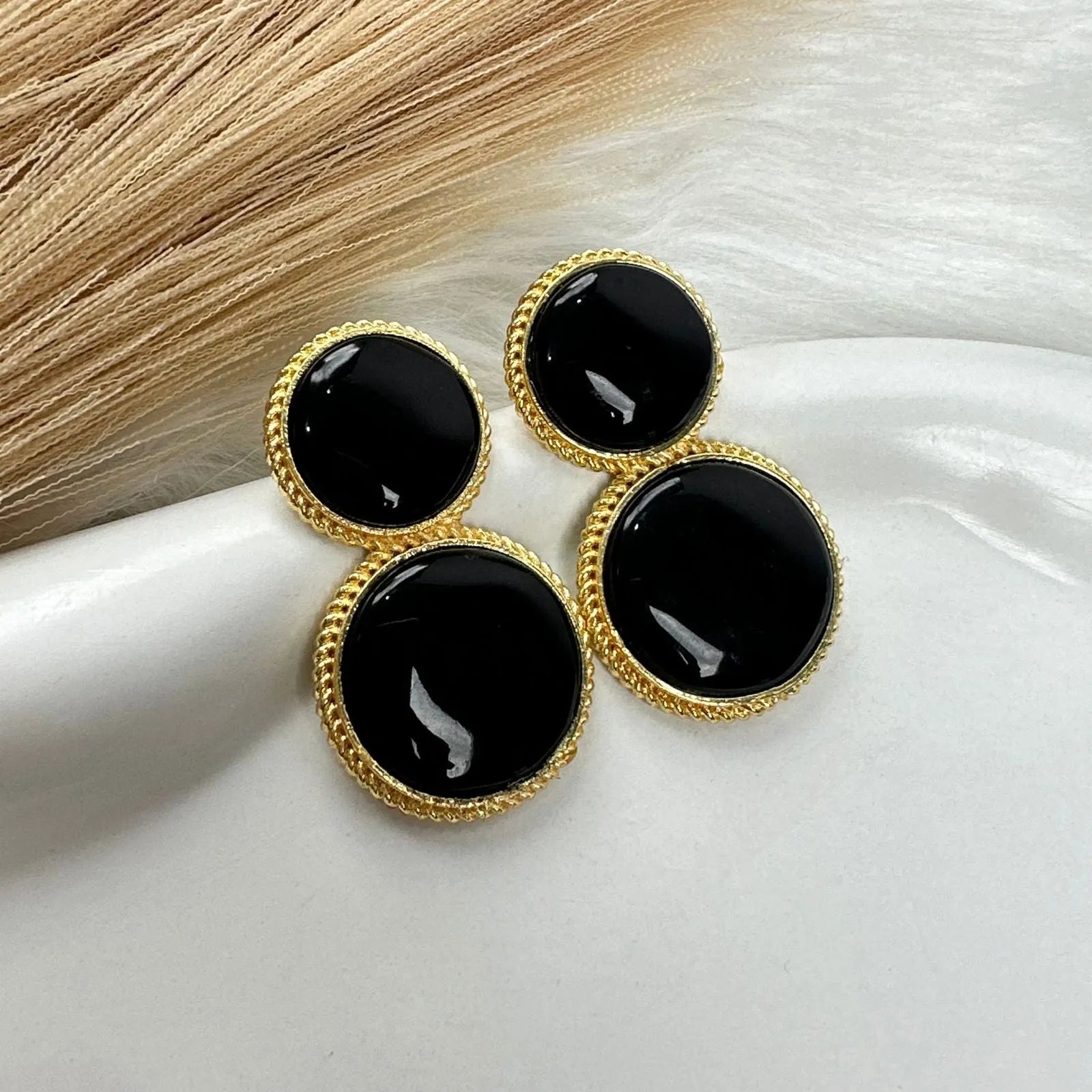 Black Two-Tone Circle Earrings - womaniya - Black Two-Tone Circle Earrings - womaniya -  - My Store - Black Two-Tone Circle Earrings - womaniya - #tag1# - #tag2# - #tag3# - #tag4#