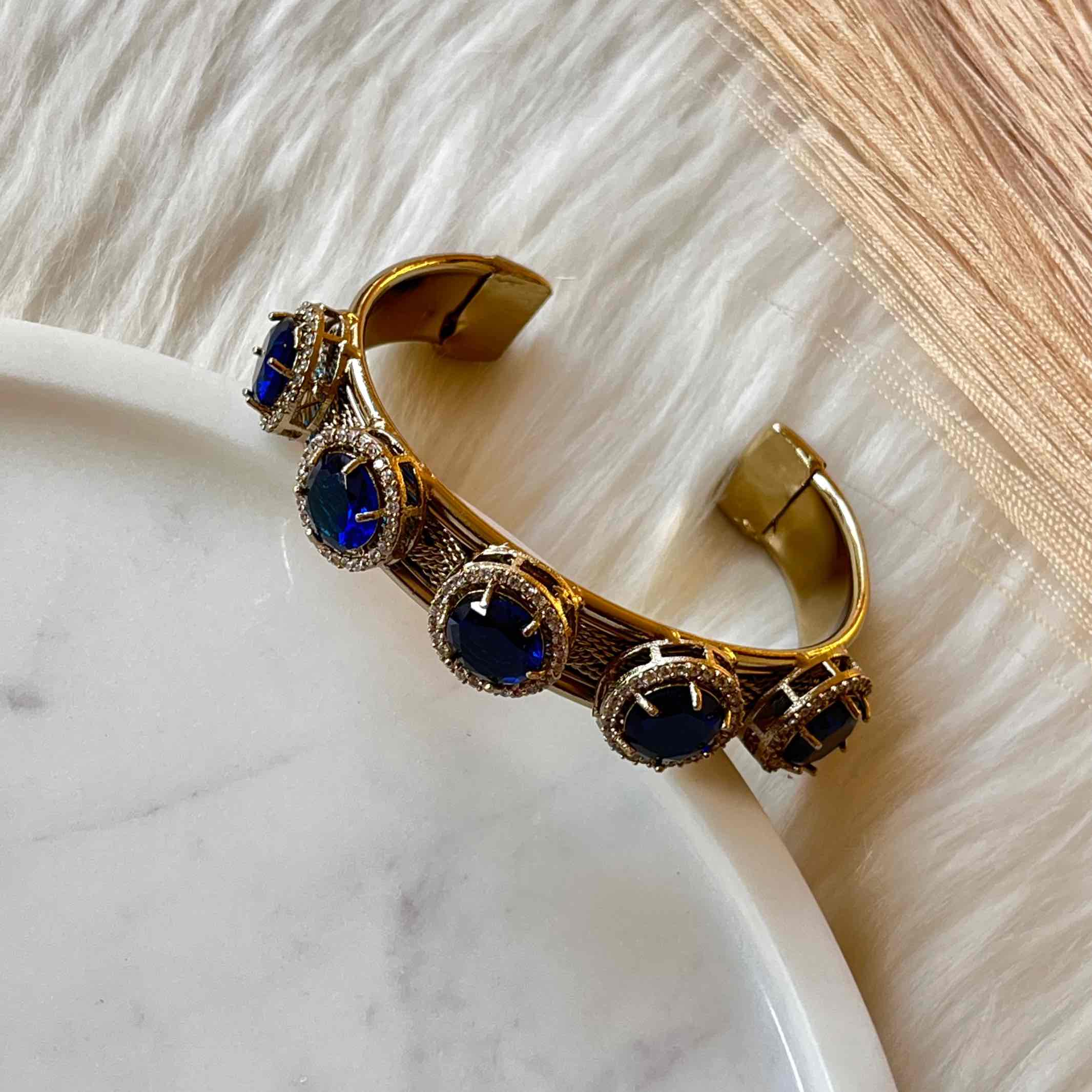 Navy Blue Majestic Motif Fusion Bangle