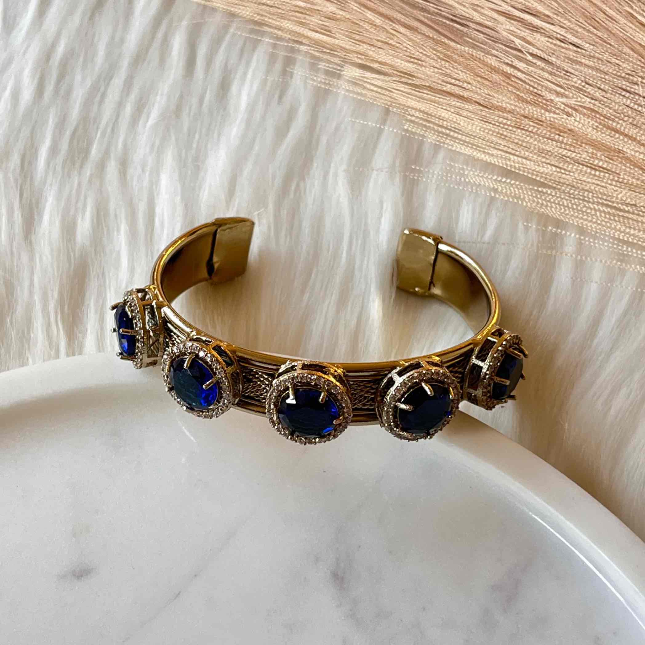 Navy Blue Majestic Motif Fusion Bangle