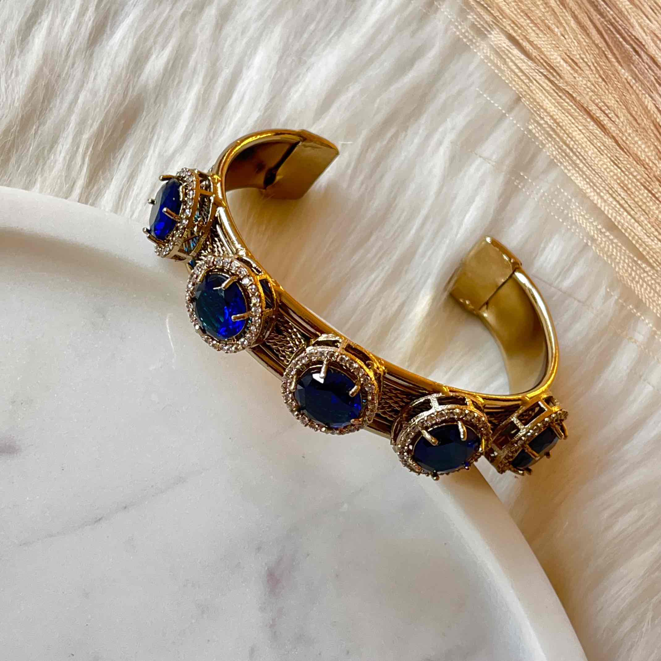 Navy Blue Majestic Motif Fusion Bangle