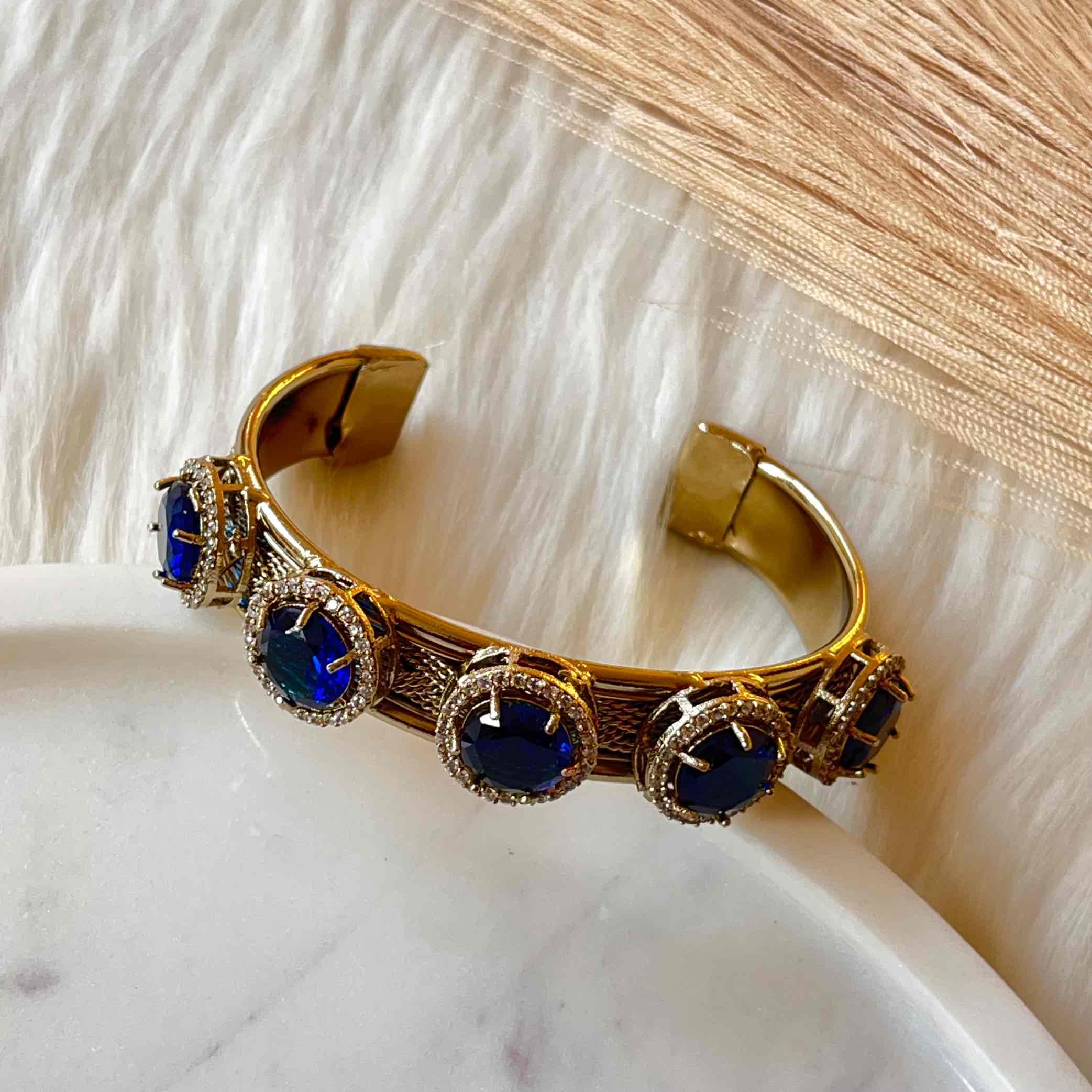 Navy Blue Majestic Motif Fusion Bangle