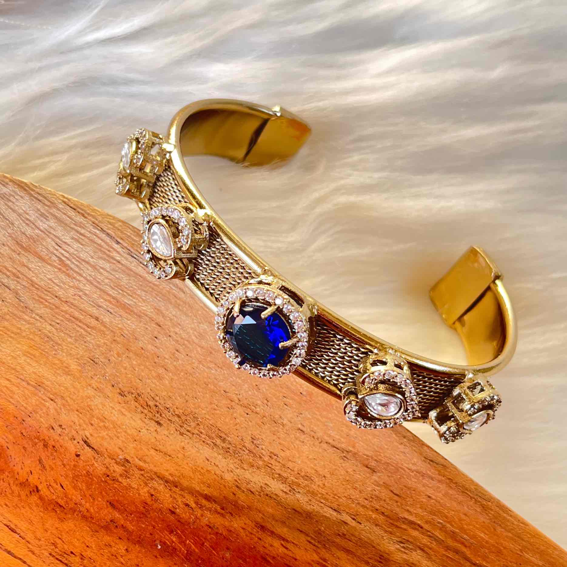 Navy Blue Heart Fusion Bangle