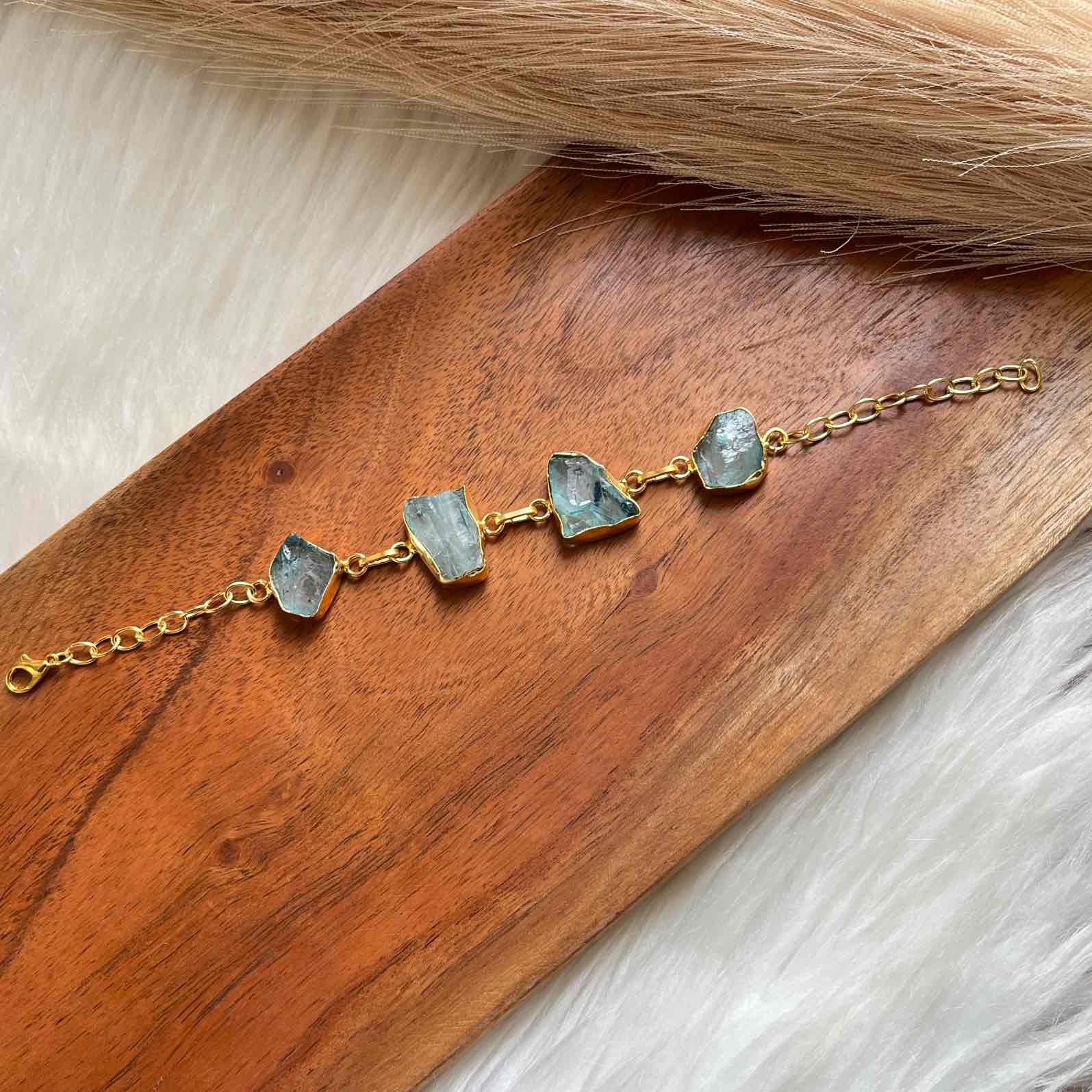 Mint Natural Stones Golden Bracelet