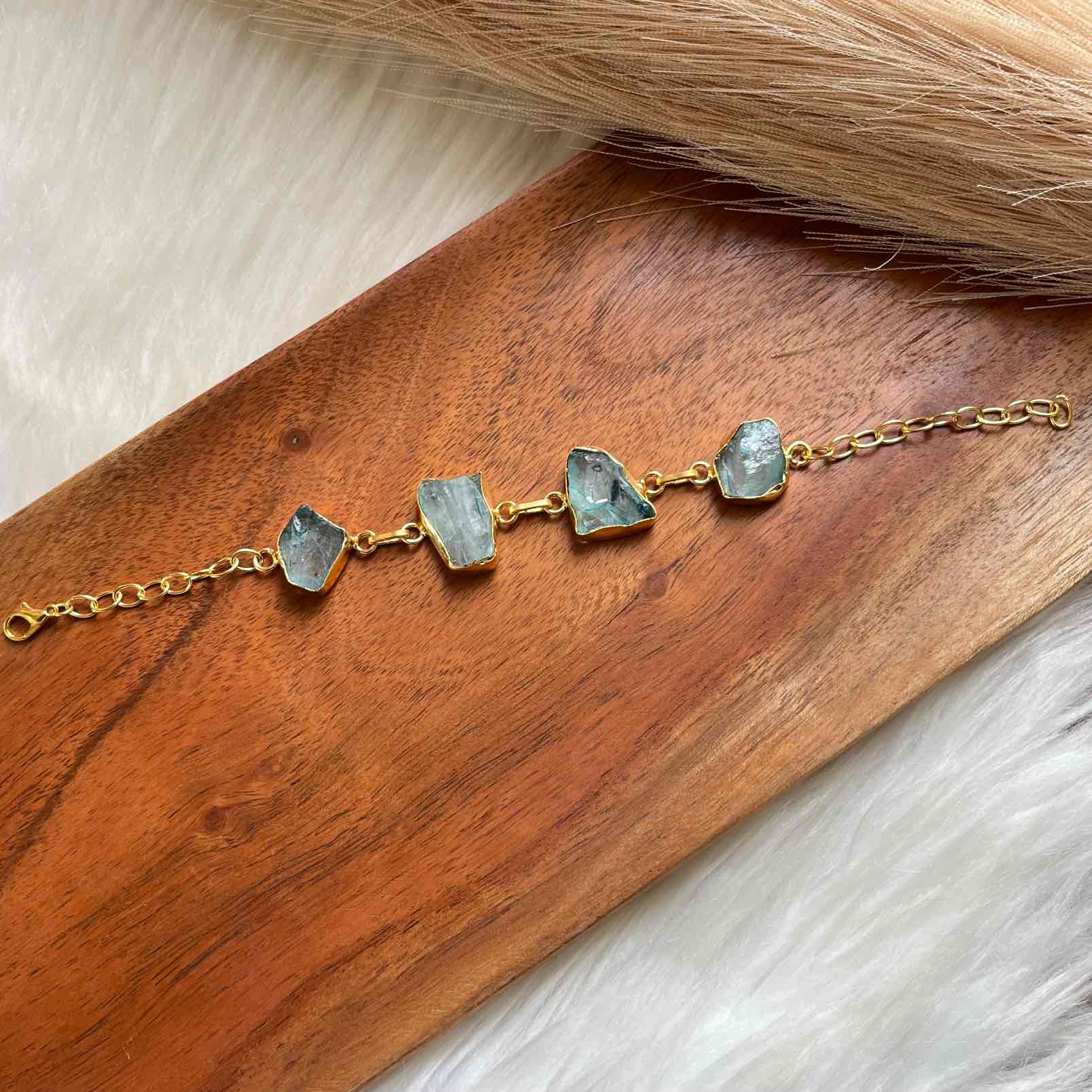 Mint Natural Stones Golden Bracelet