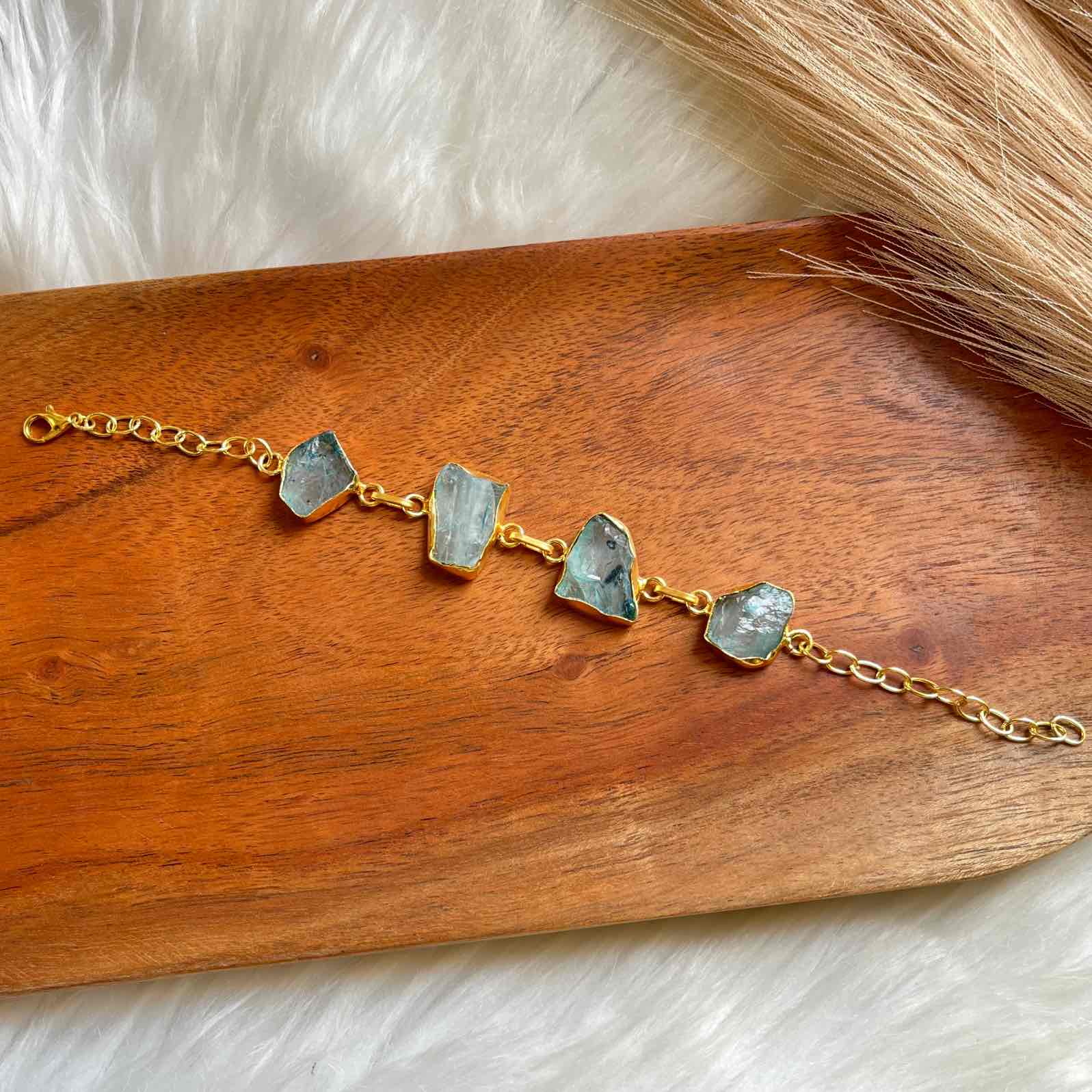 Mint Natural Stones Golden Bracelet