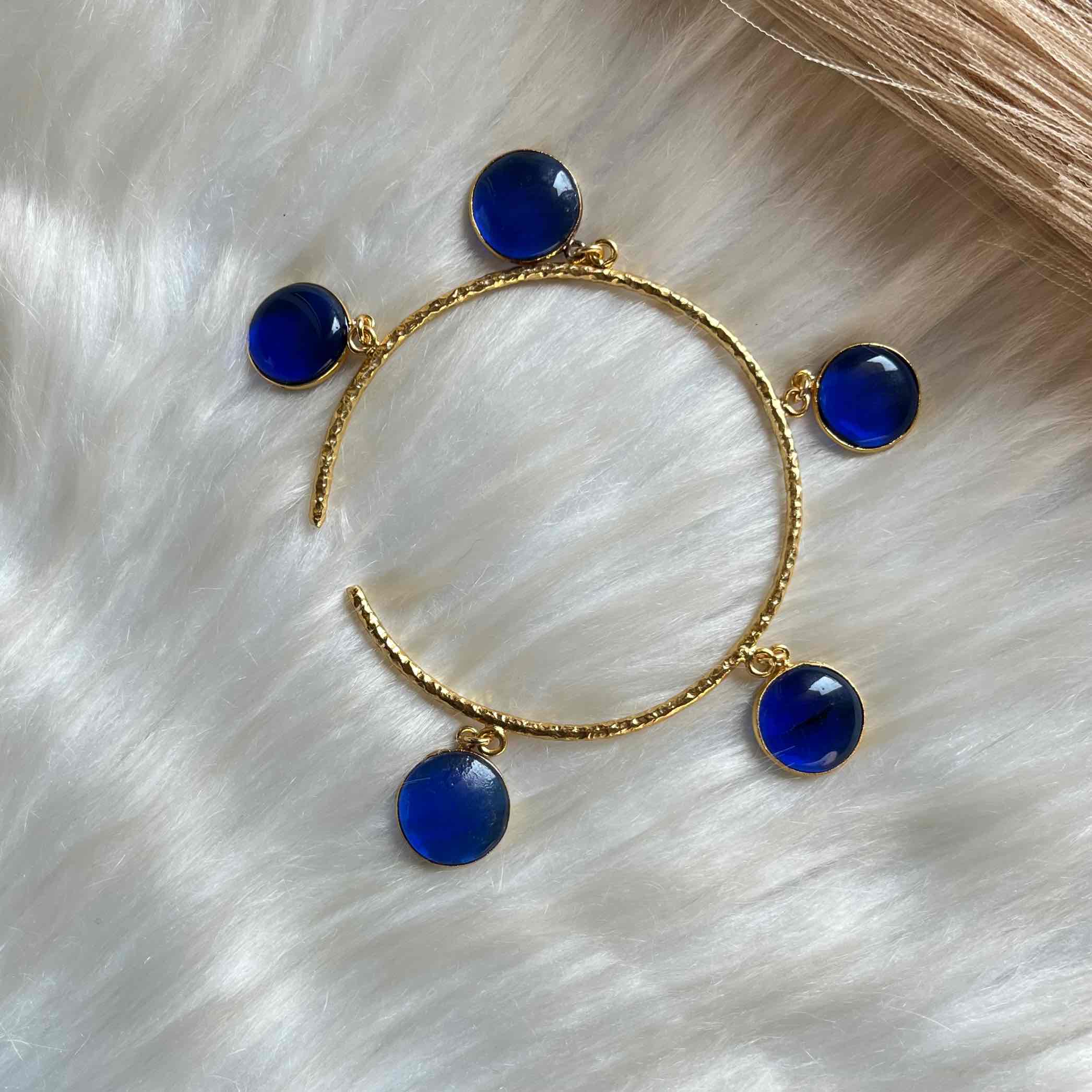 Navy Blue Round Golden Bracelet