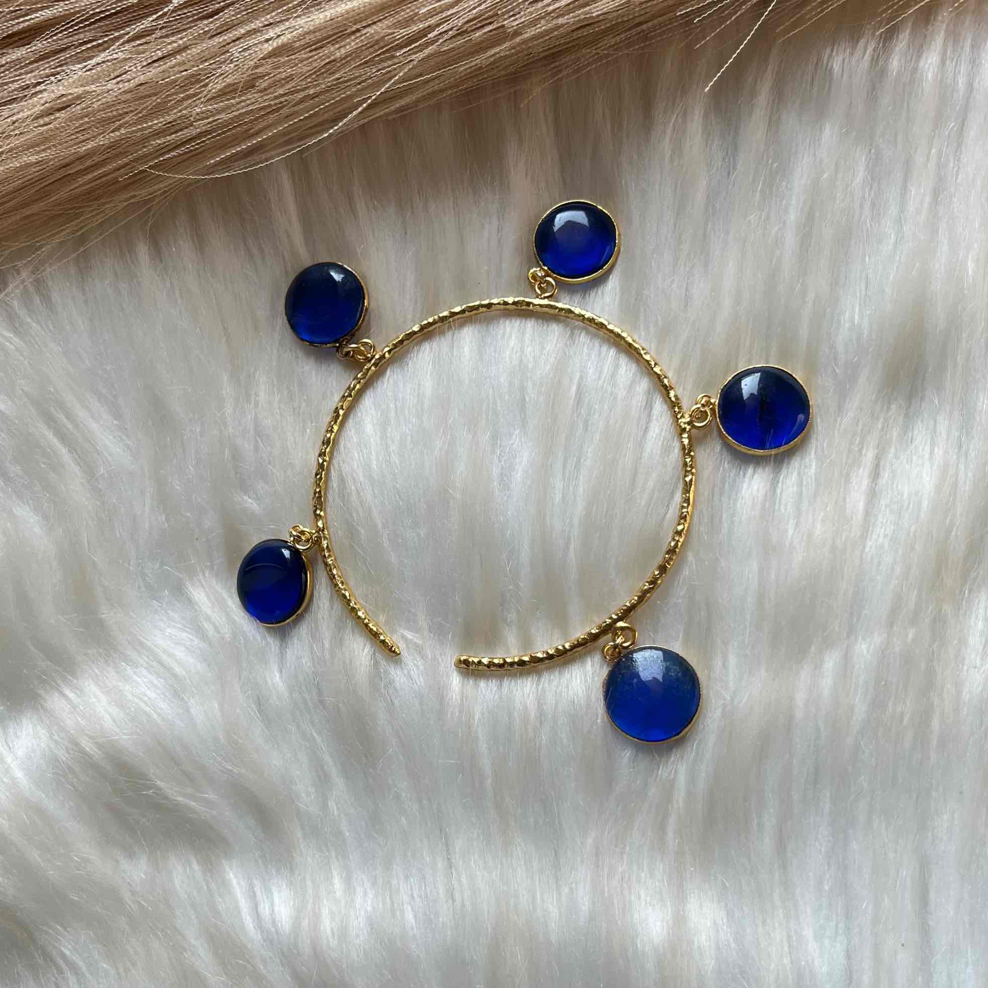 Navy Blue Round Golden Bracelet