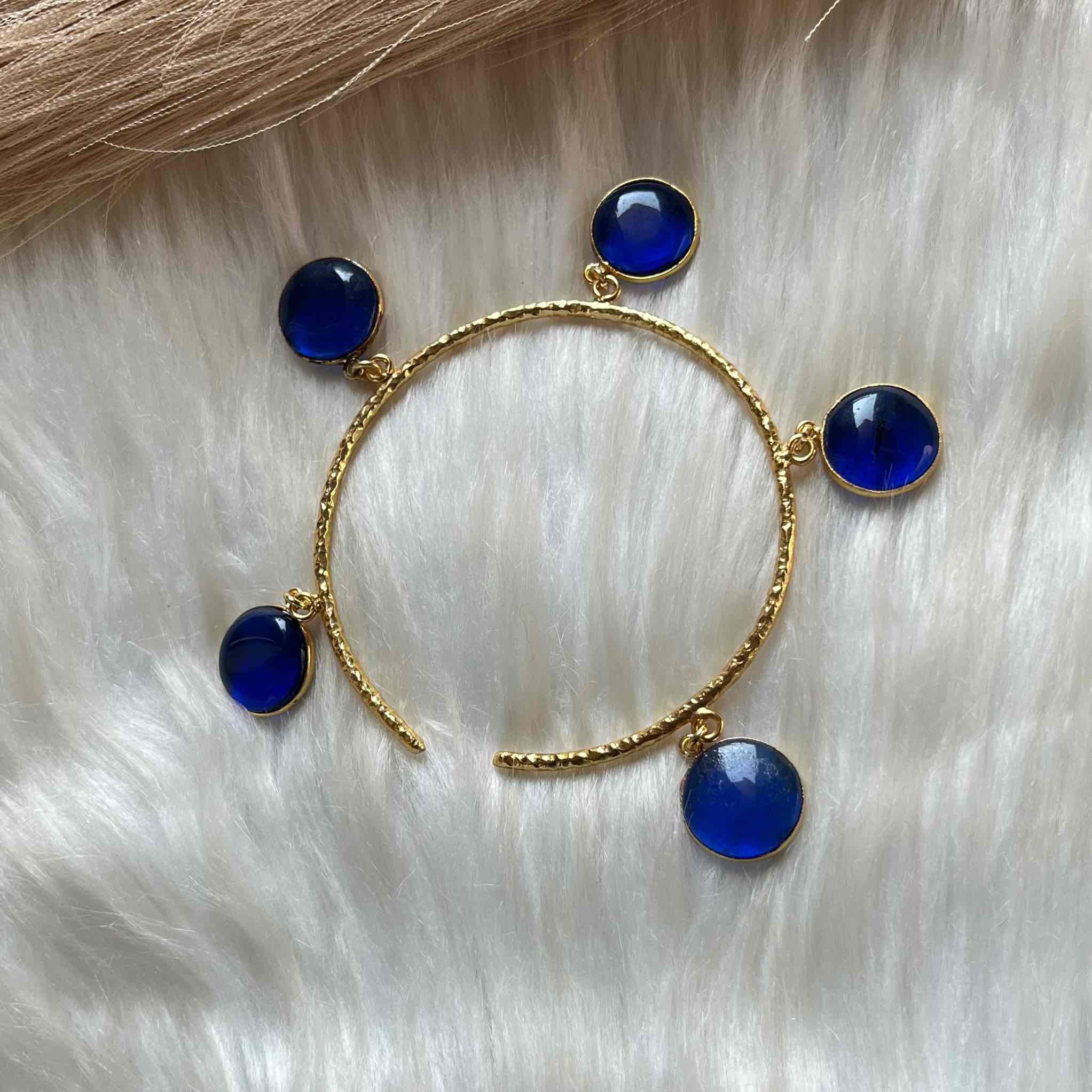 Navy Blue Round Golden Bracelet