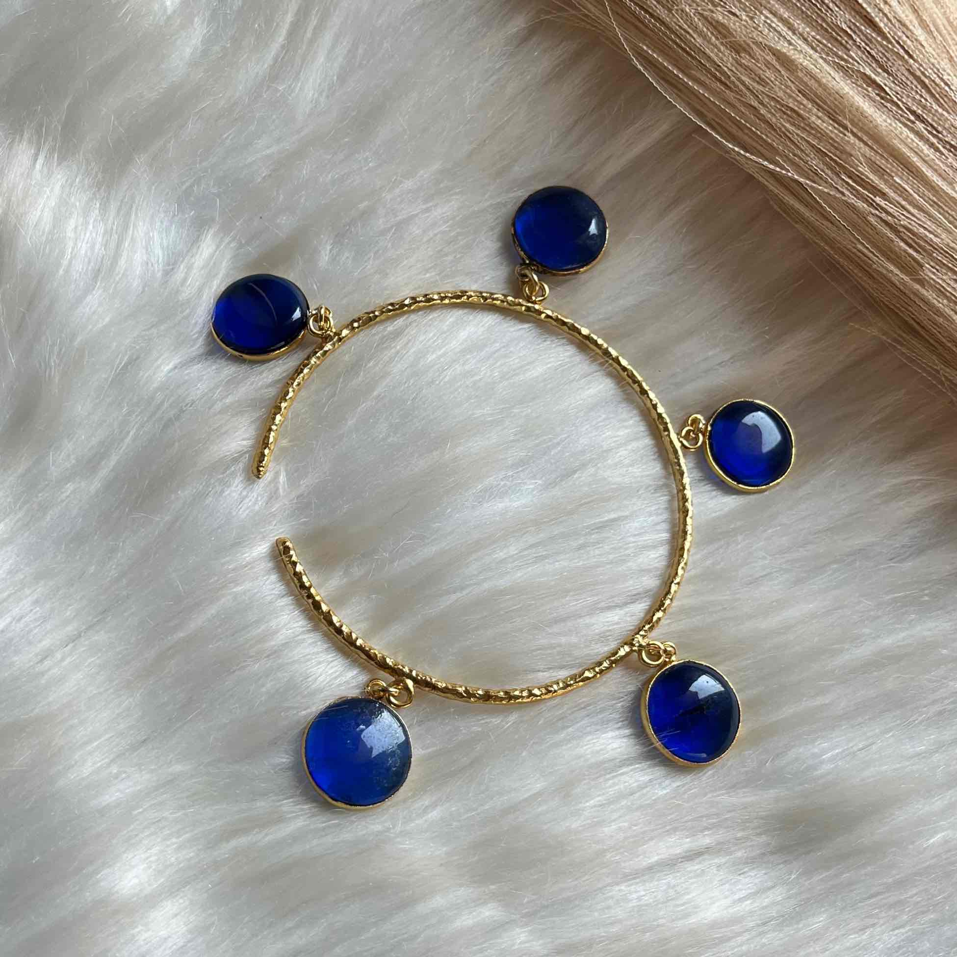 Navy Blue Round Golden Bracelet