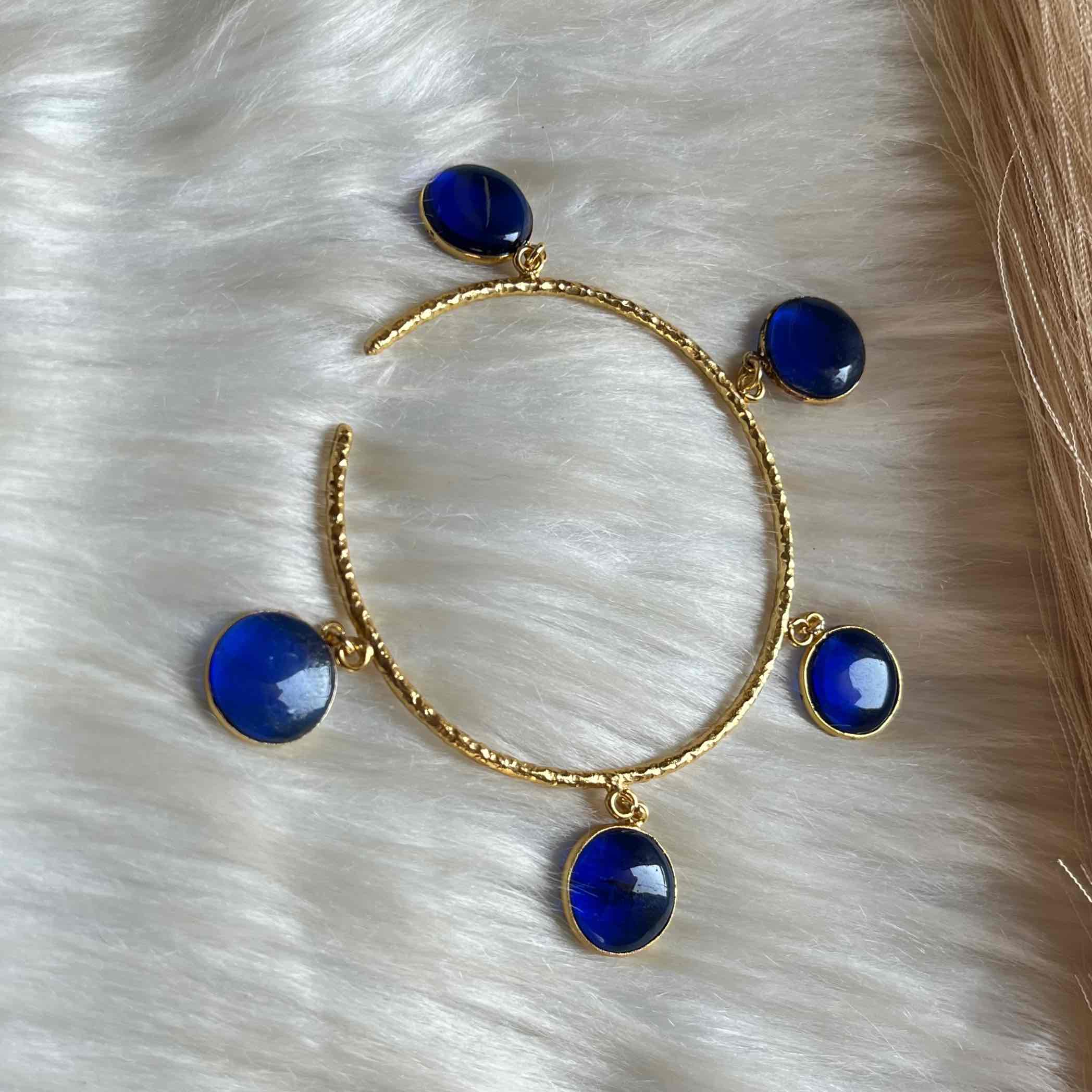 Navy Blue Round Golden Bracelet