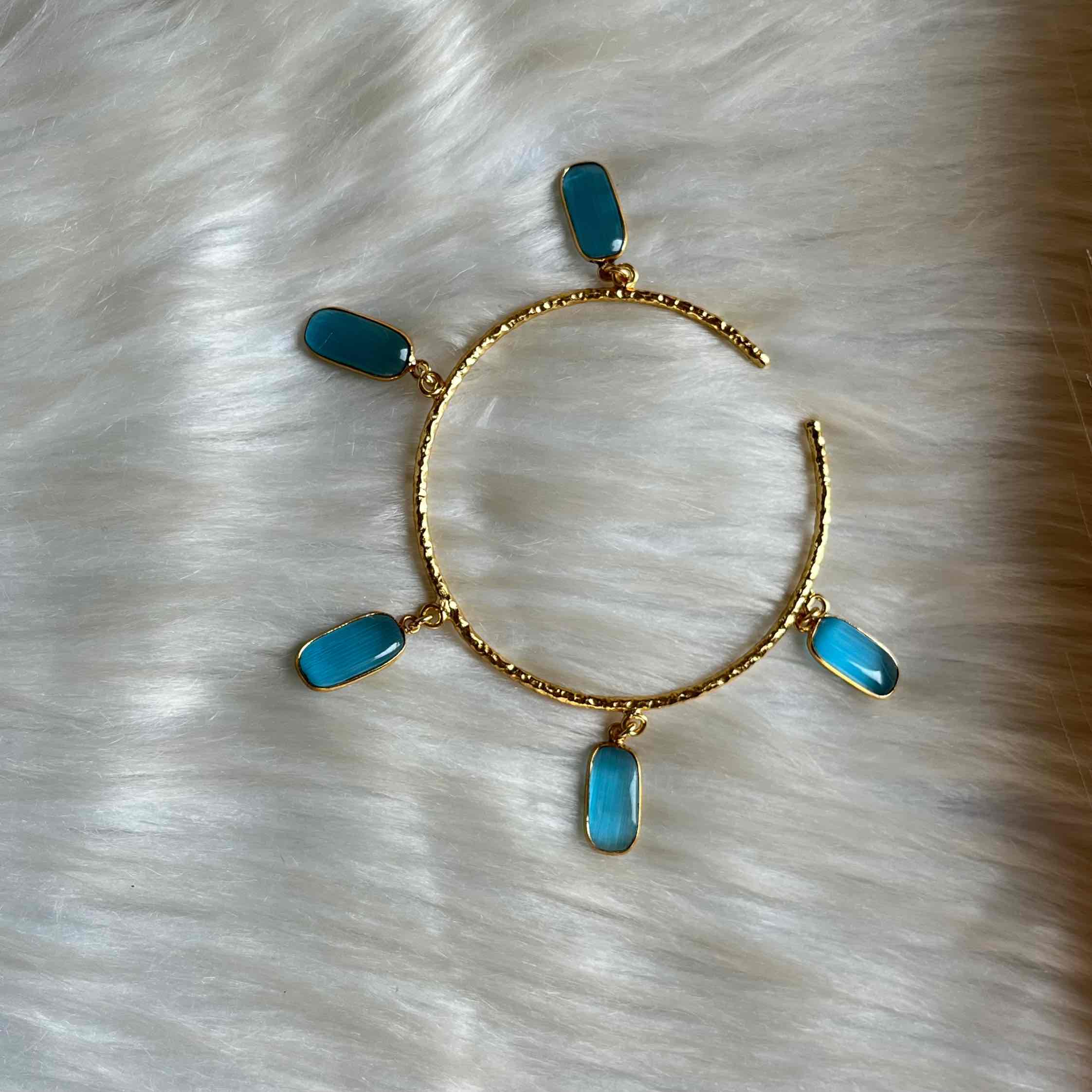 Blue Square Golden Bracelet