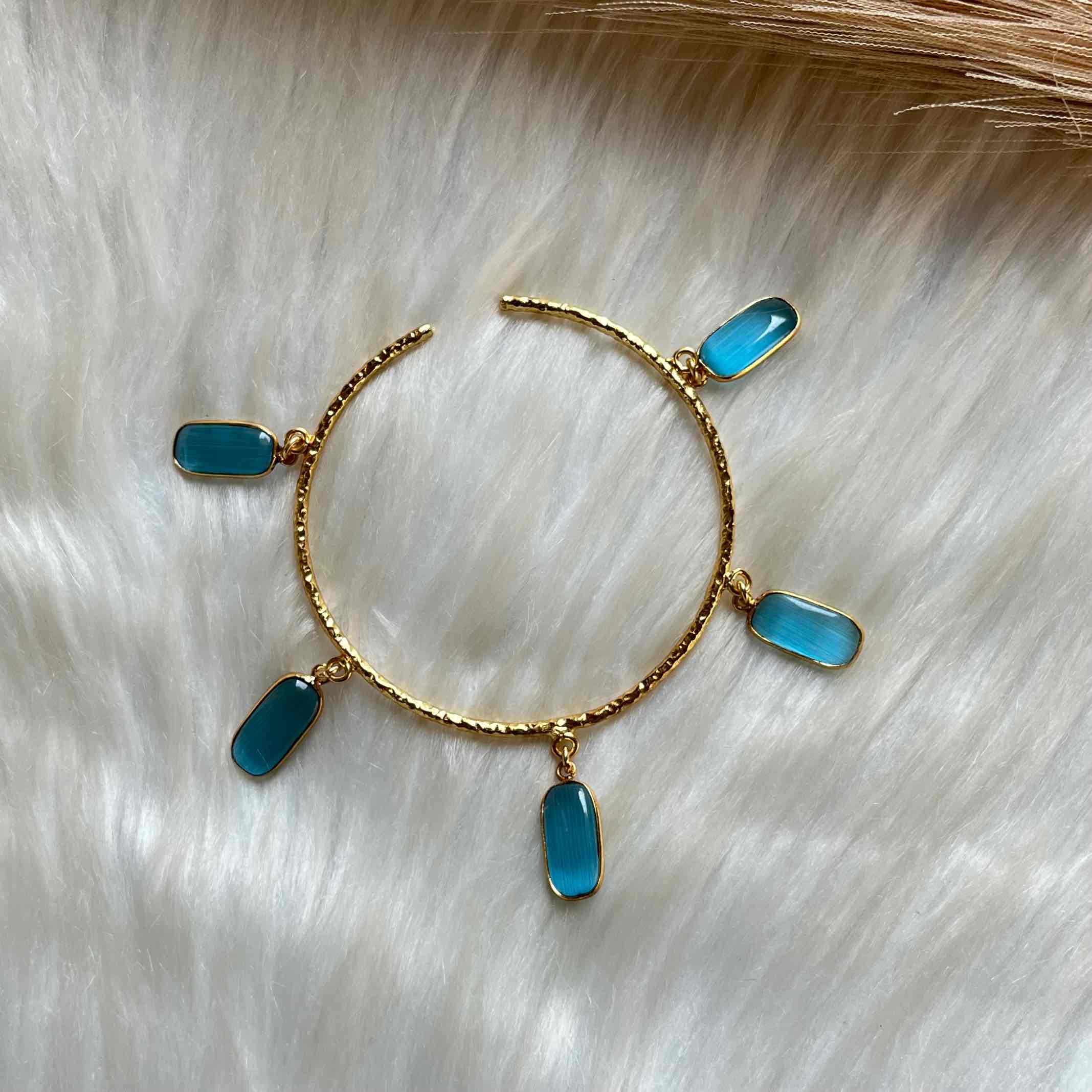 Blue Square Golden Bracelet