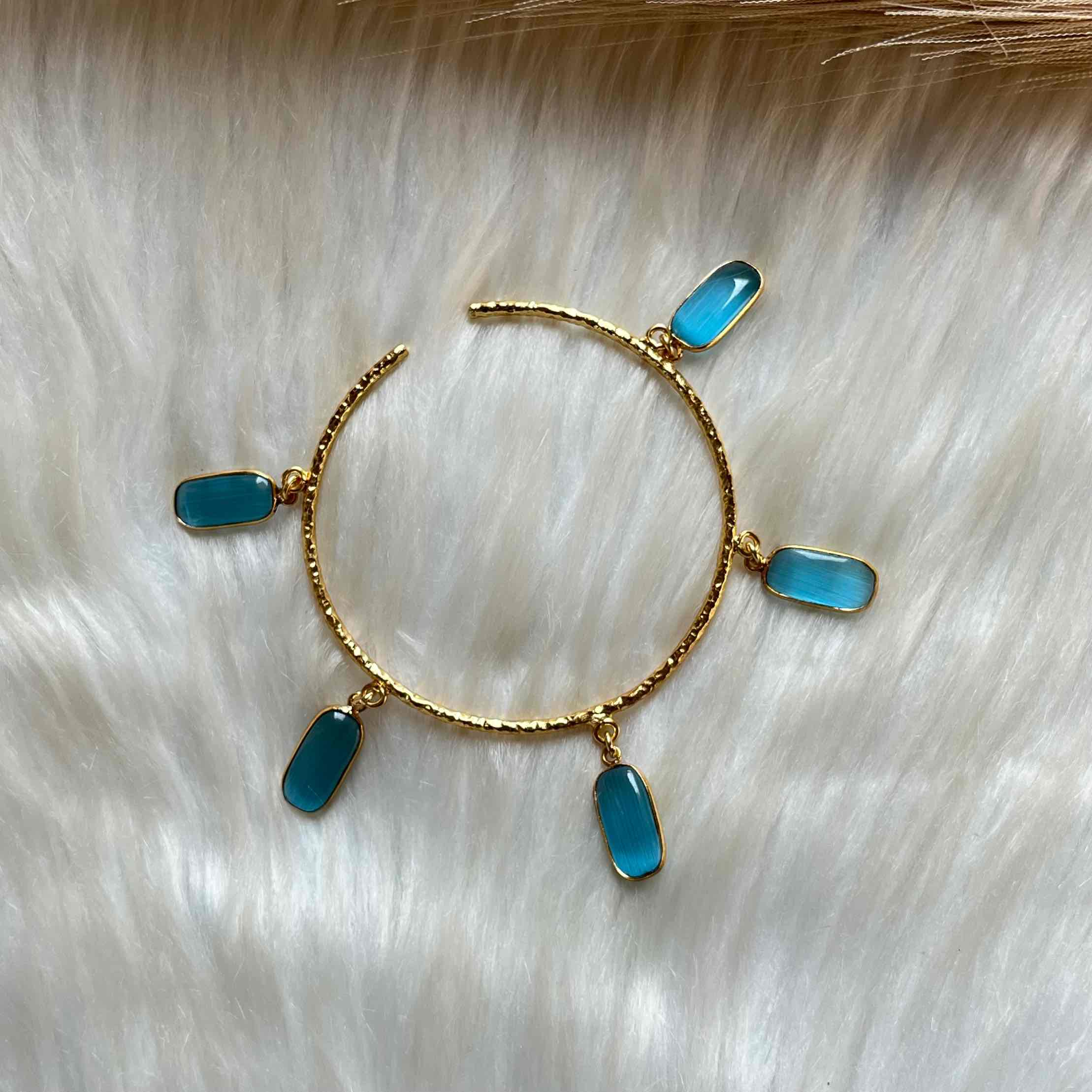 Blue Square Golden Bracelet