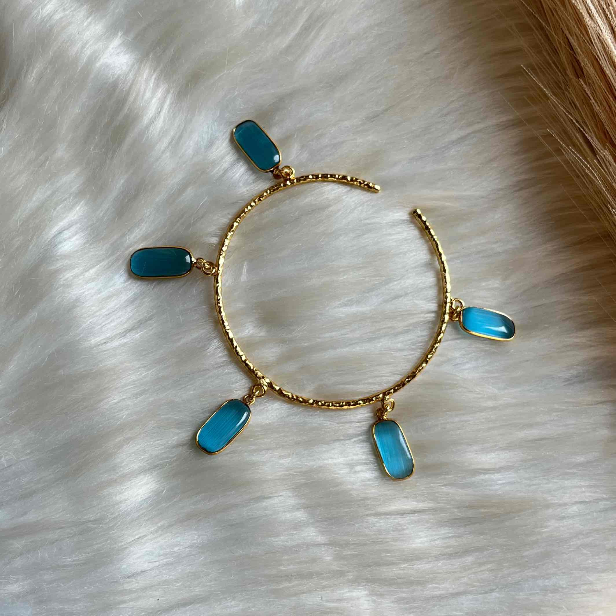 Blue Square Golden Bracelet