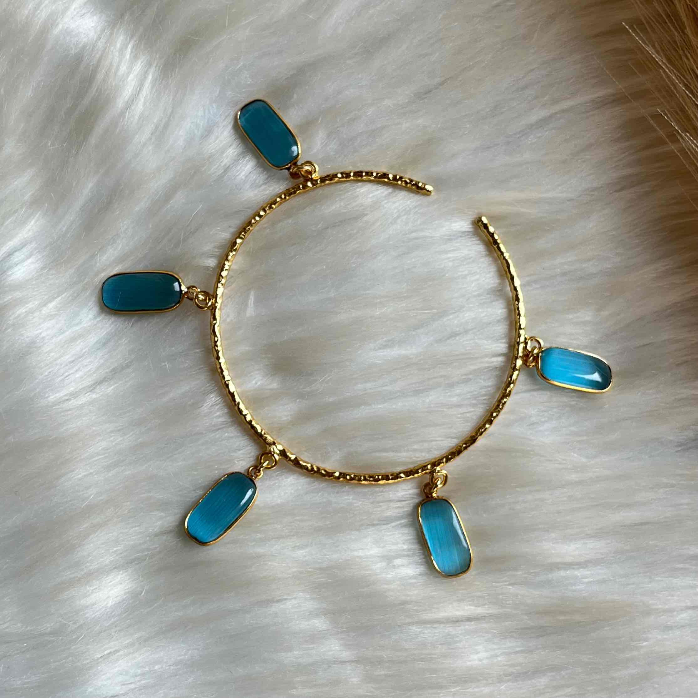 Blue Square Golden Bracelet