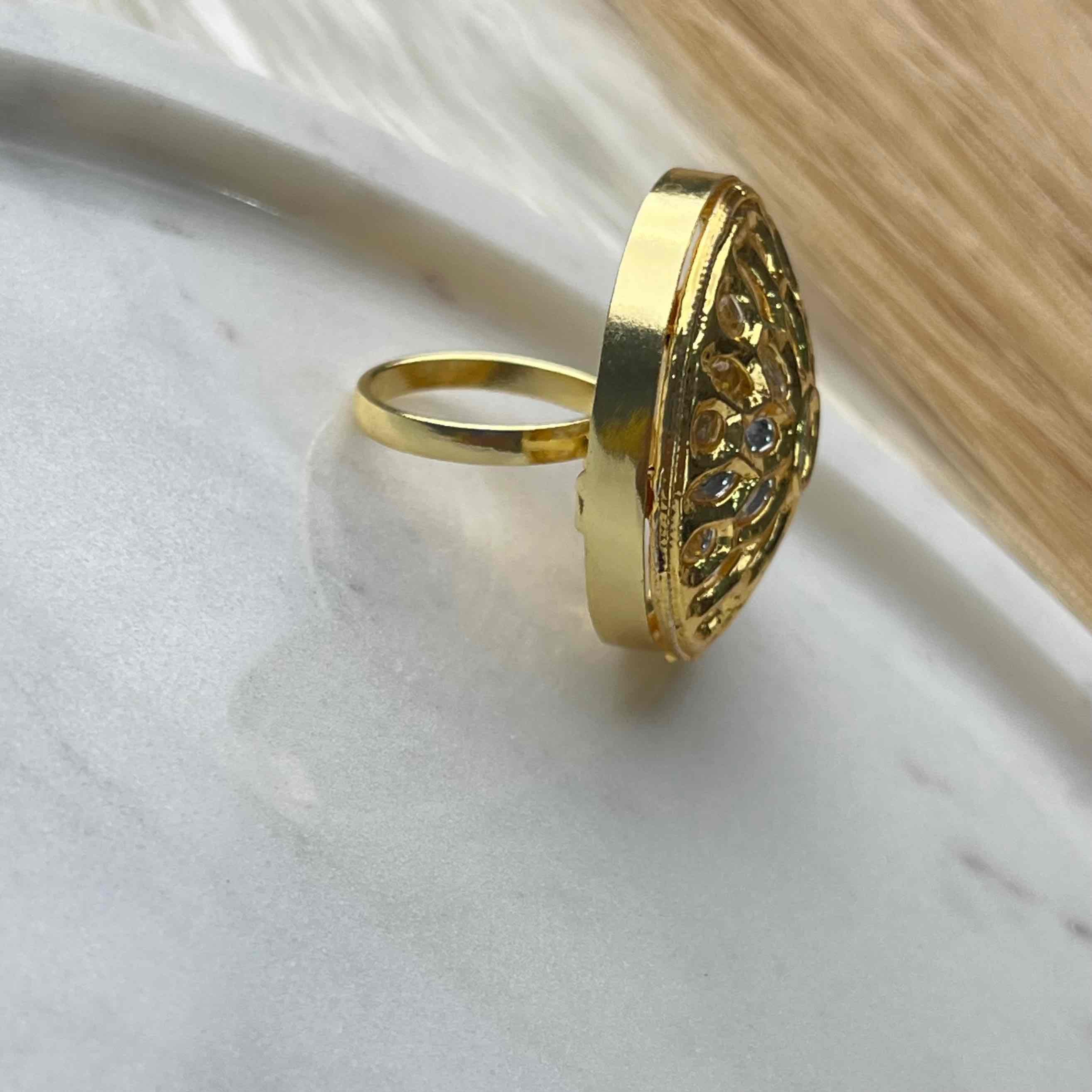 White Round Flower Golden Ring