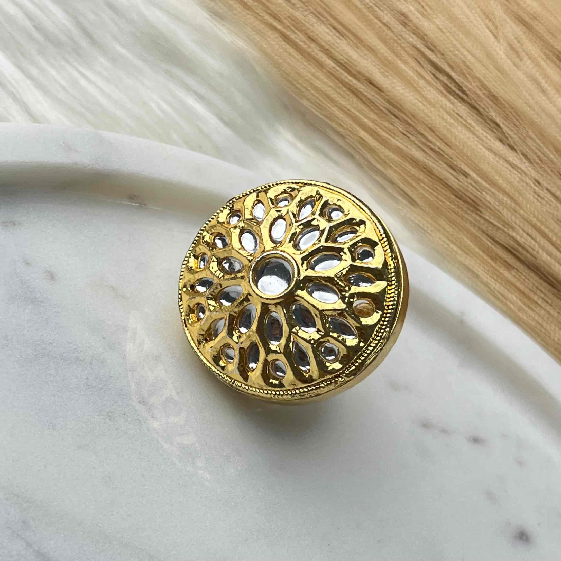 White Round Flower Golden Ring