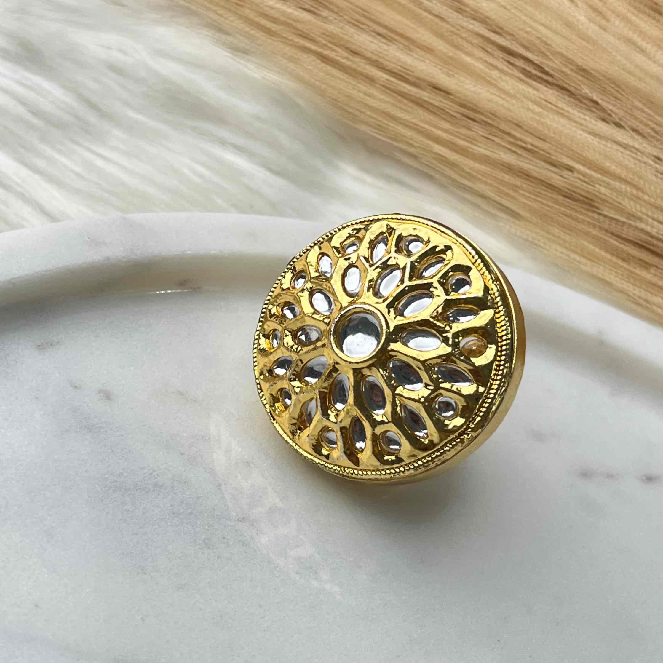 White Round Flower Golden Ring