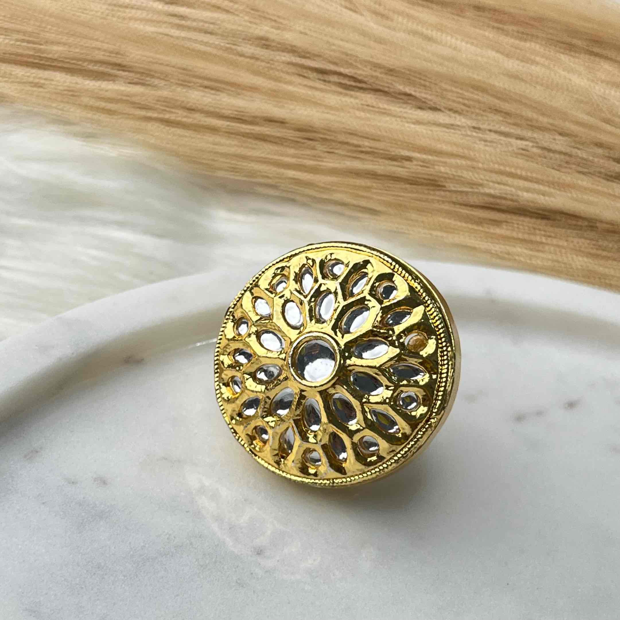 White Round Flower Golden Ring