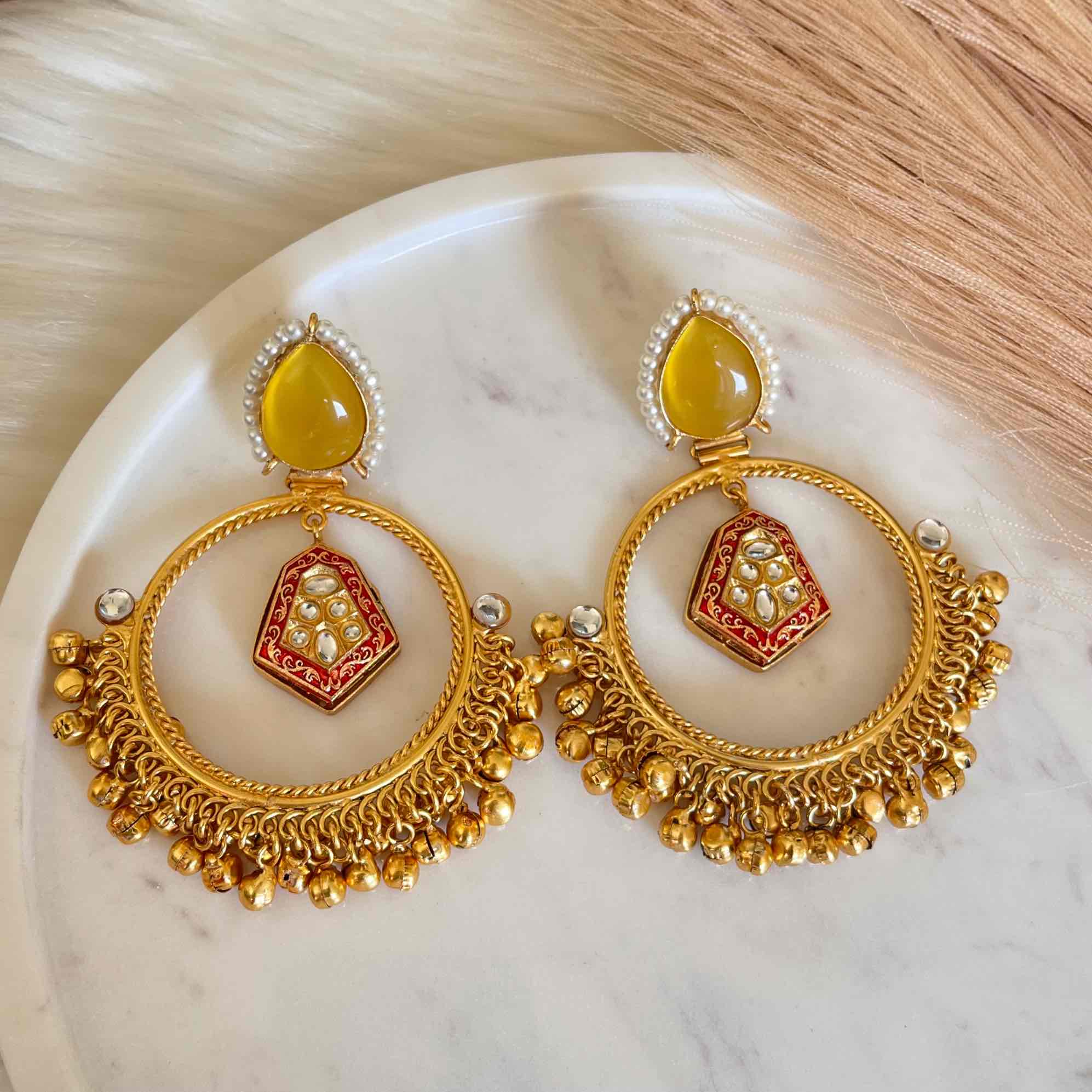 Yellow Naina Golden Fusion Earrings