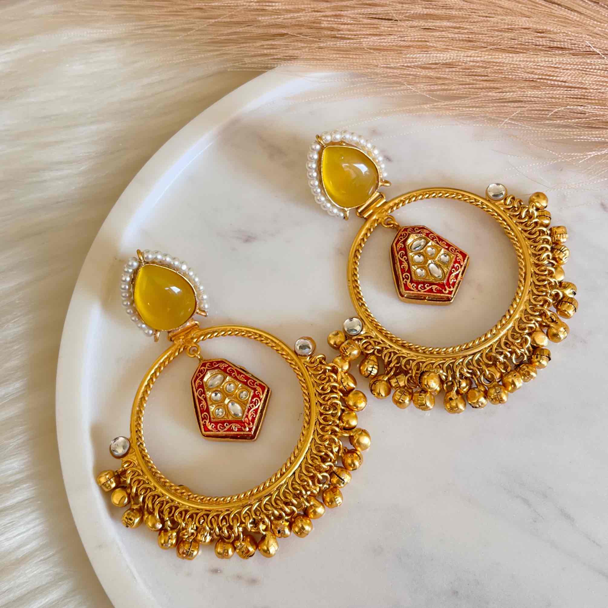 Yellow Naina Golden Fusion Earrings