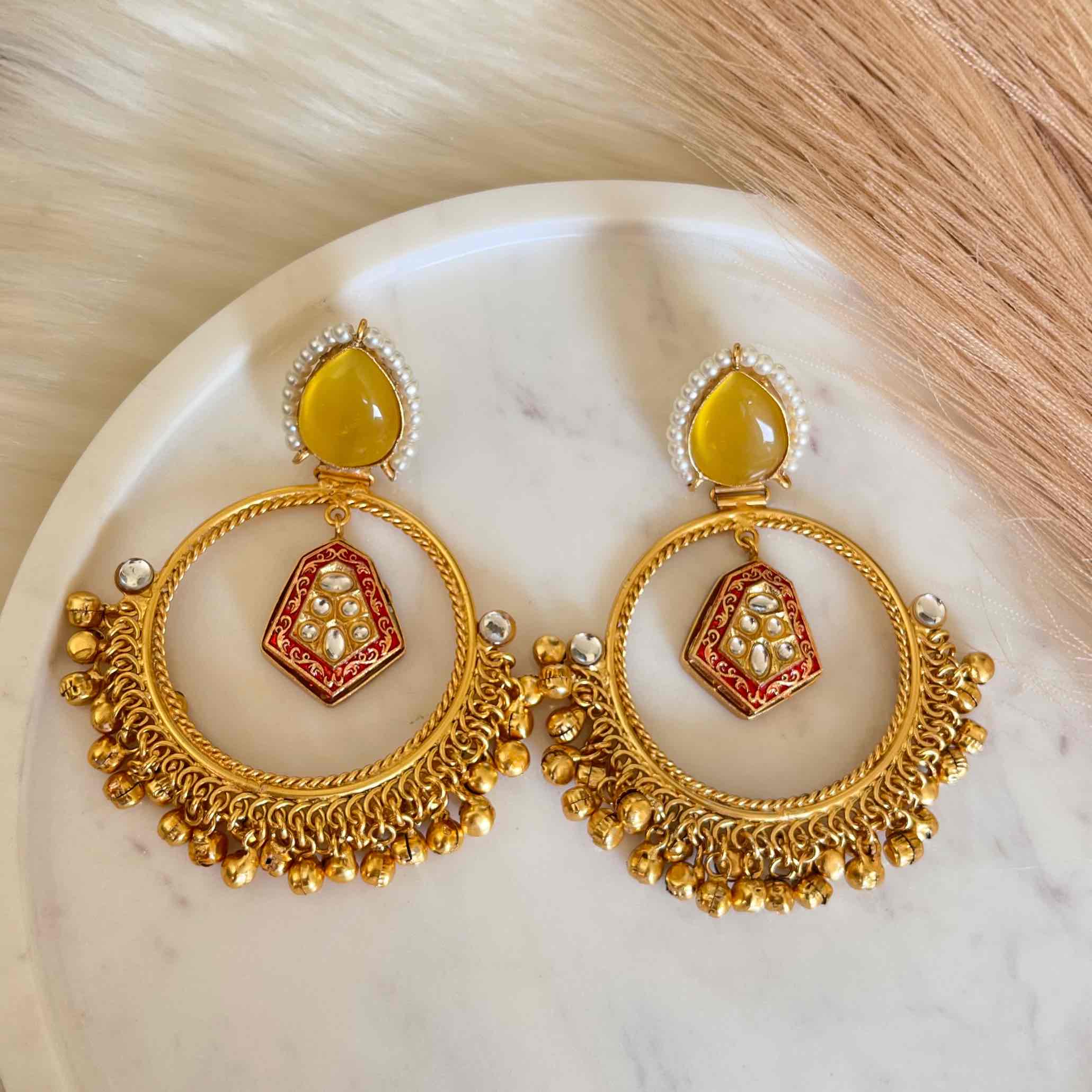 Yellow Naina Golden Fusion Earrings