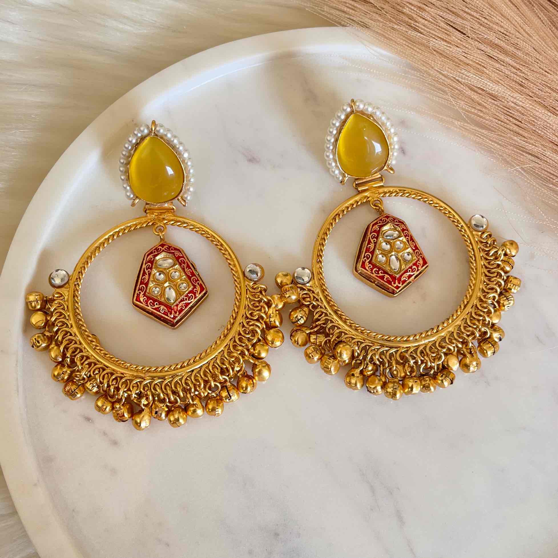 Yellow Naina Golden Fusion Earrings