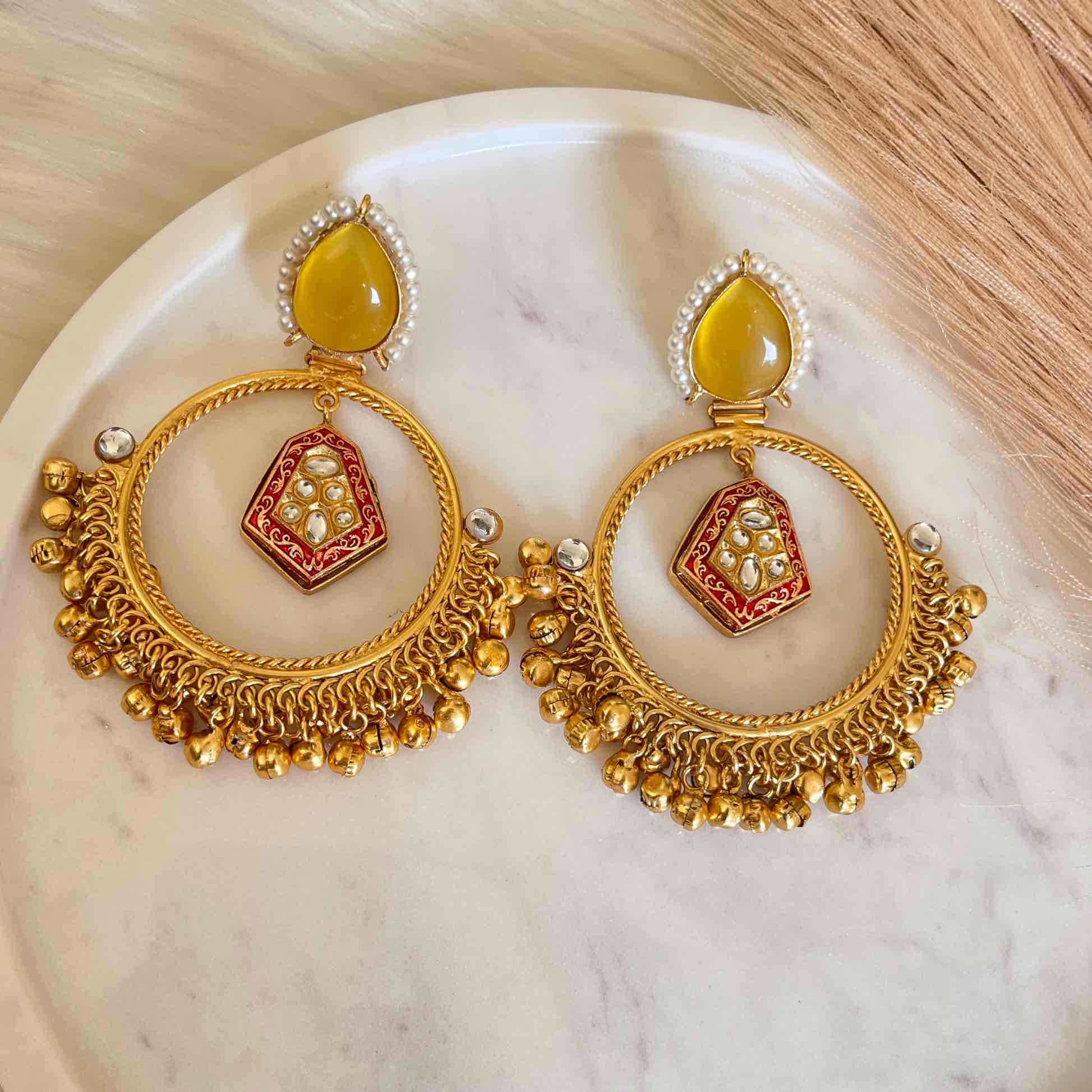 Yellow Naina Golden Fusion Earrings