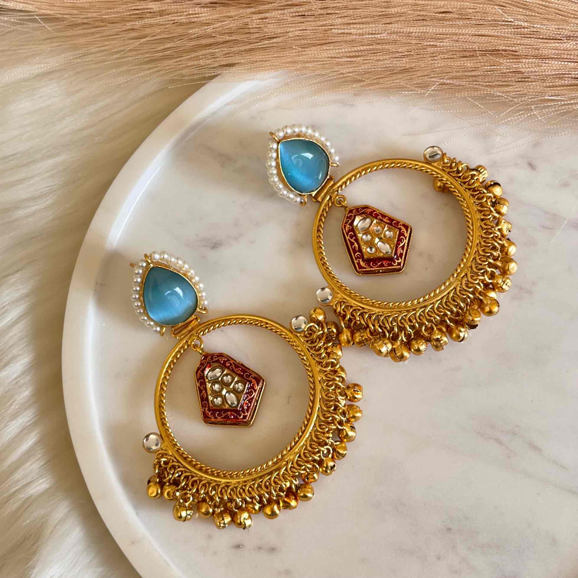 Light Blue Naina Golden Fusion Earrings