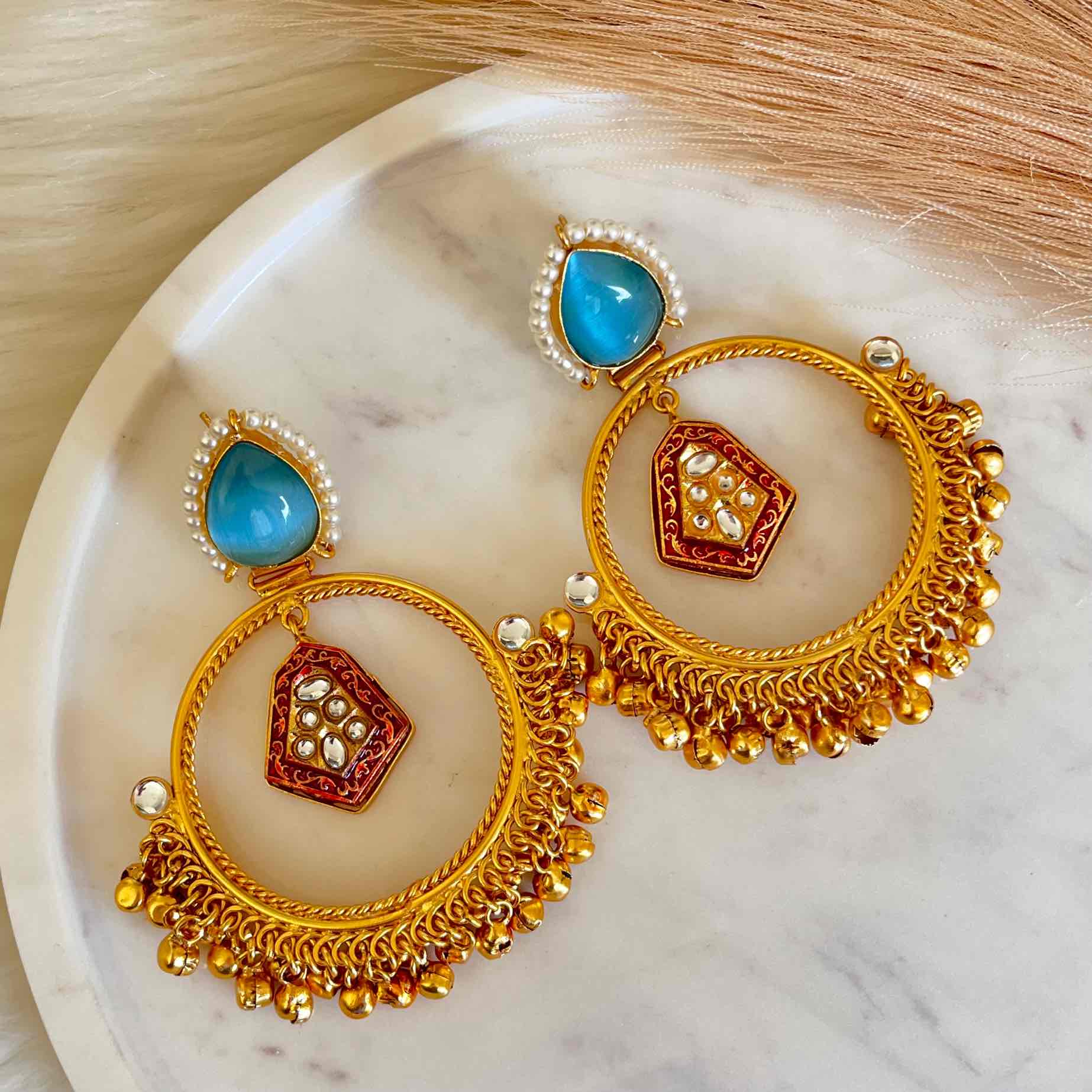 Light Blue Naina Golden Fusion Earrings