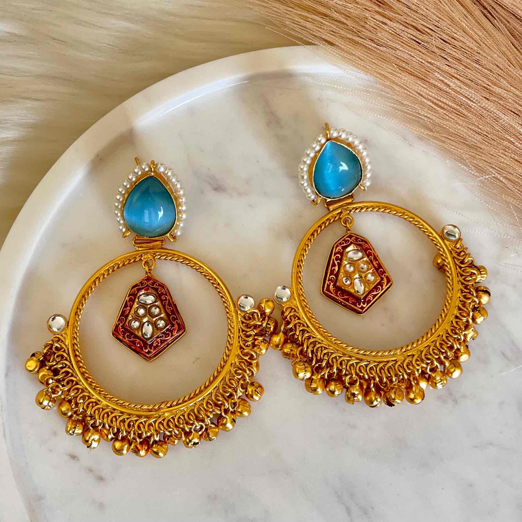 Light Blue Naina Golden Fusion Earrings