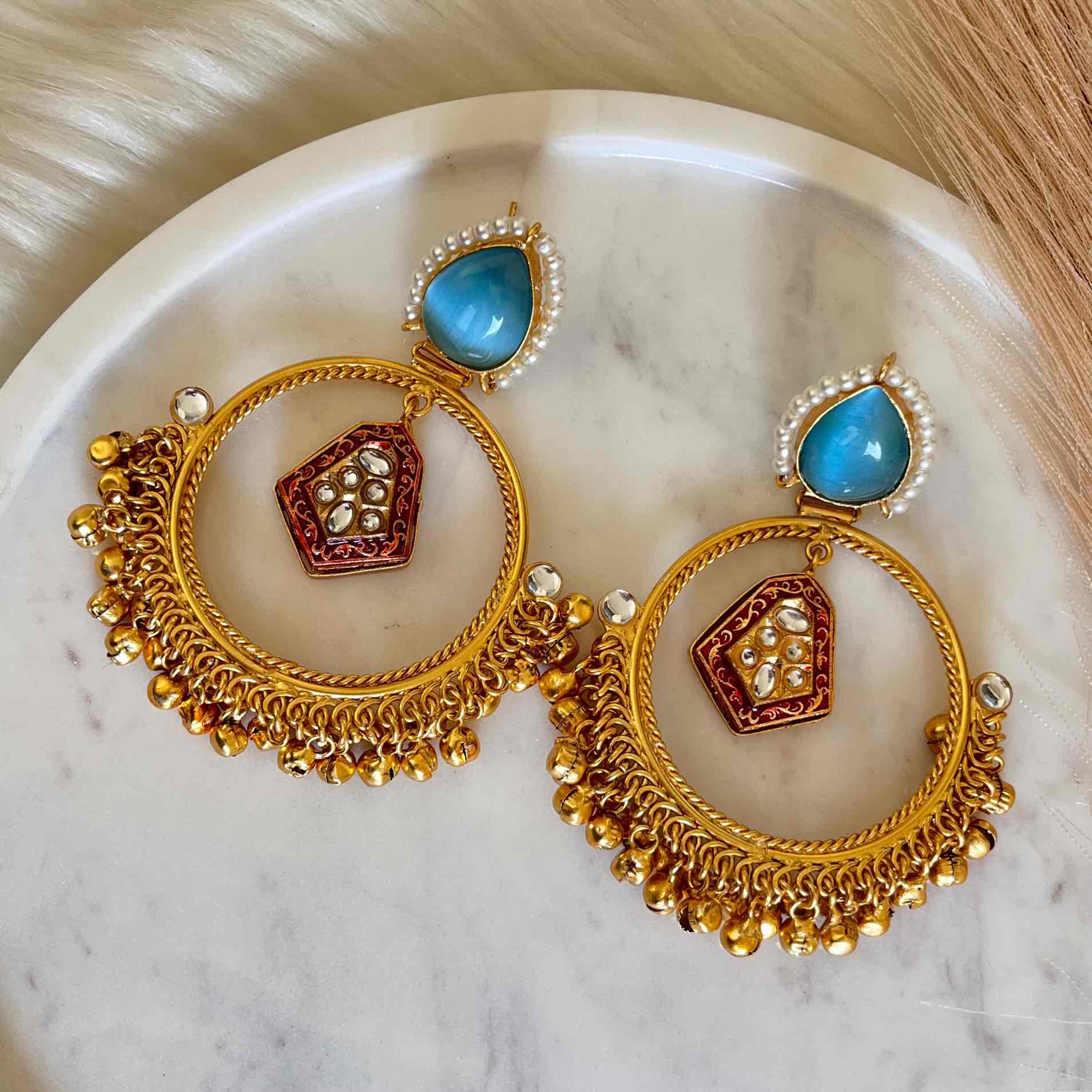 Light Blue Naina Golden Fusion Earrings