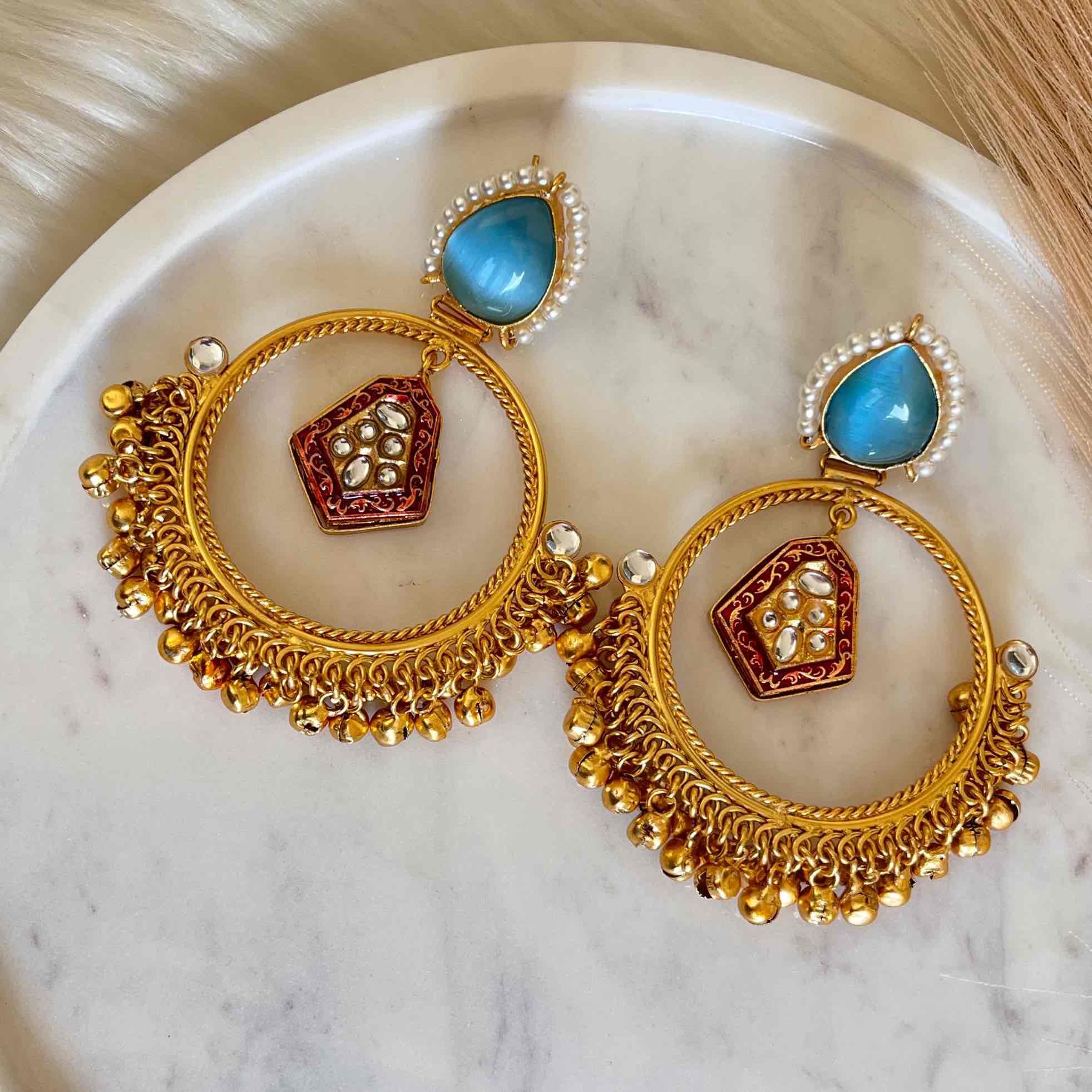 Light Blue Naina Golden Fusion Earrings