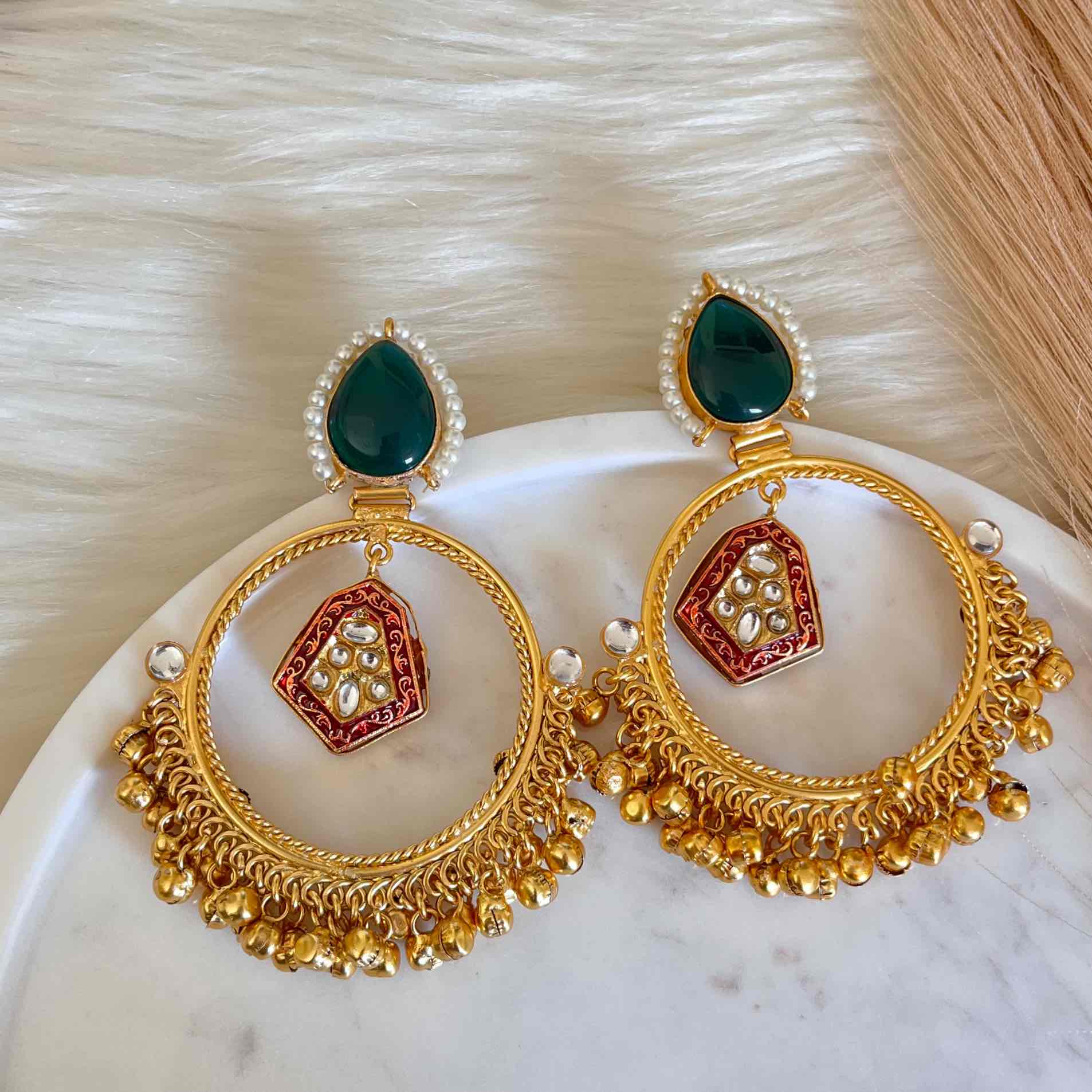 Green Naina Golden Fusion Earrings