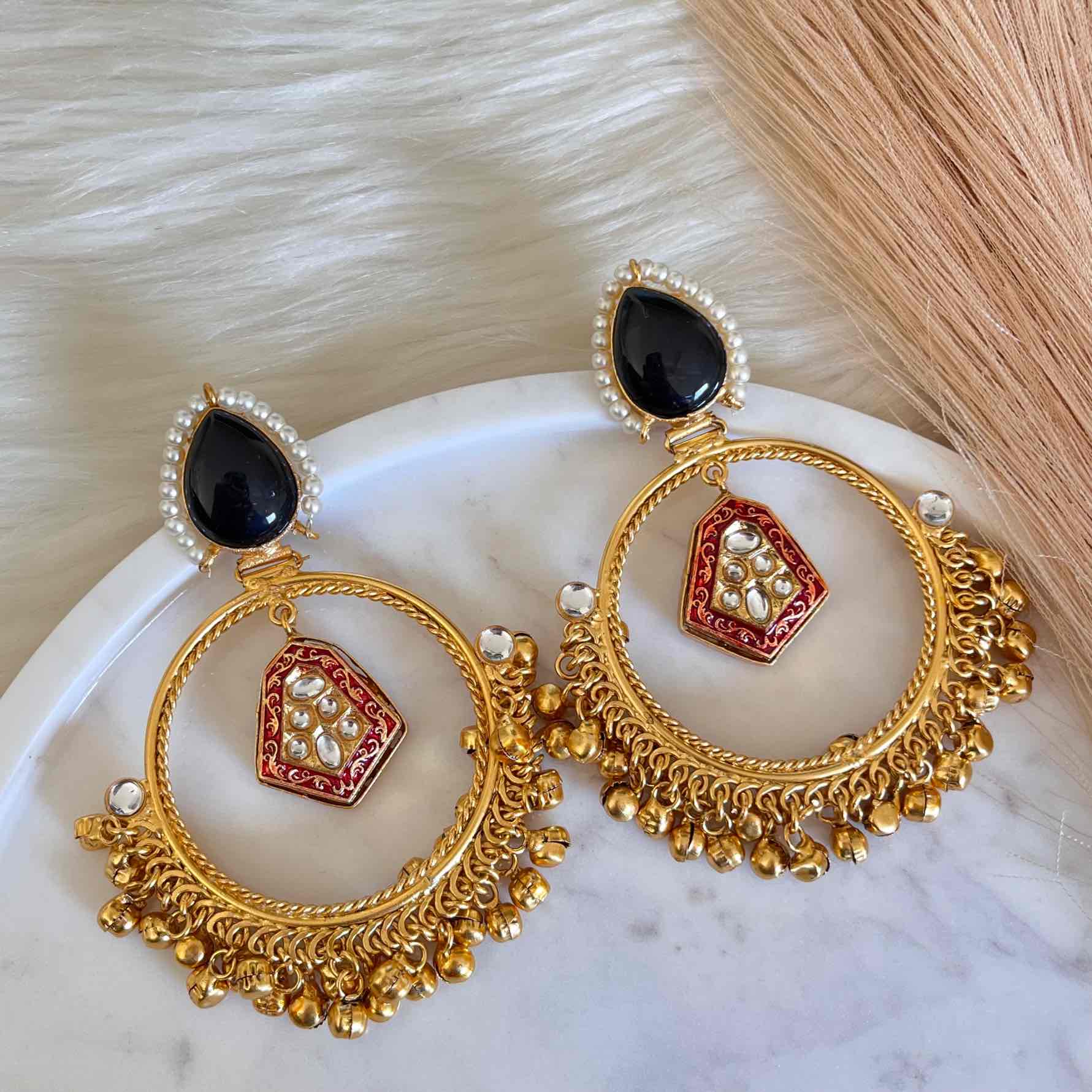 Black Naina Golden Fusion Earrings