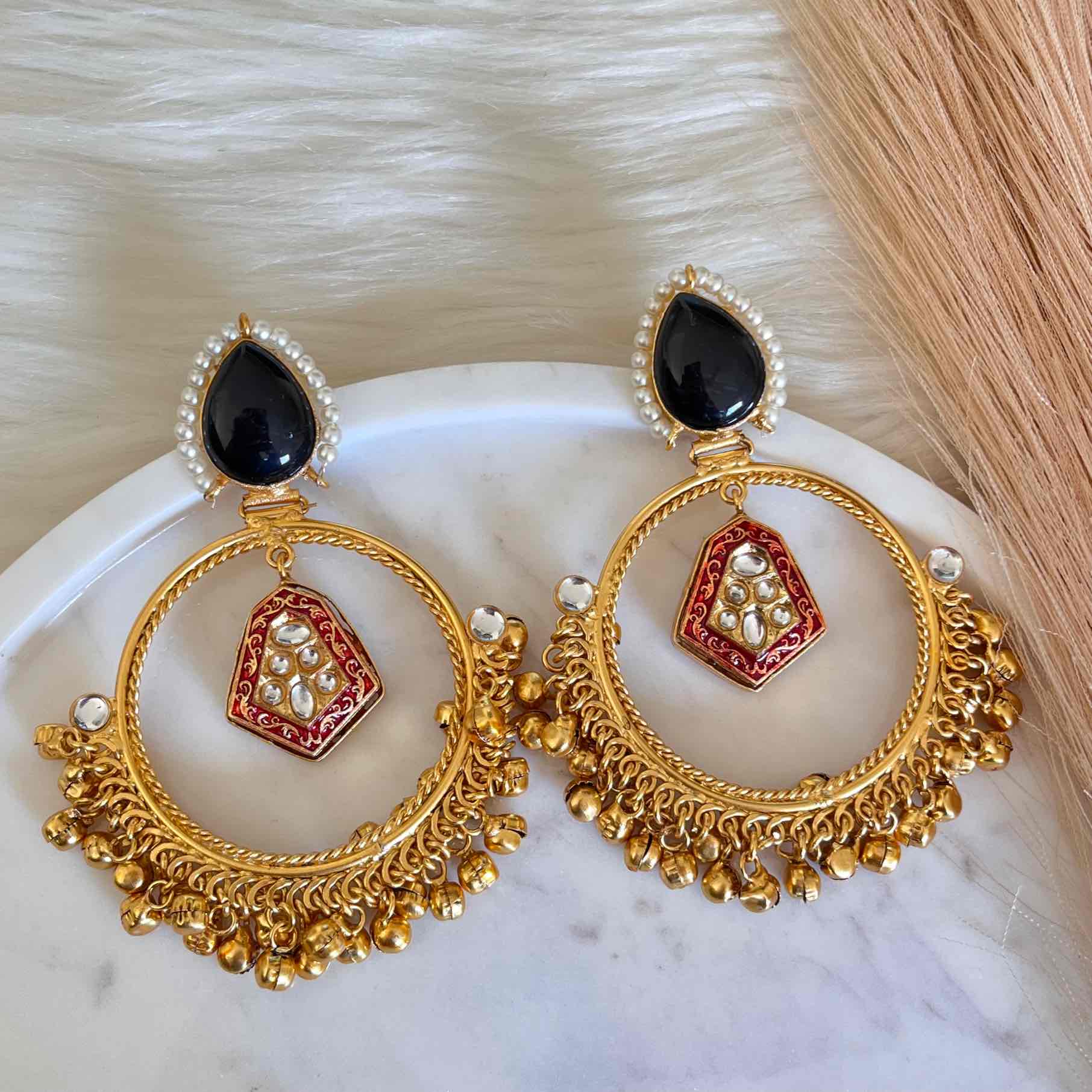 Black Naina Golden Fusion Earrings