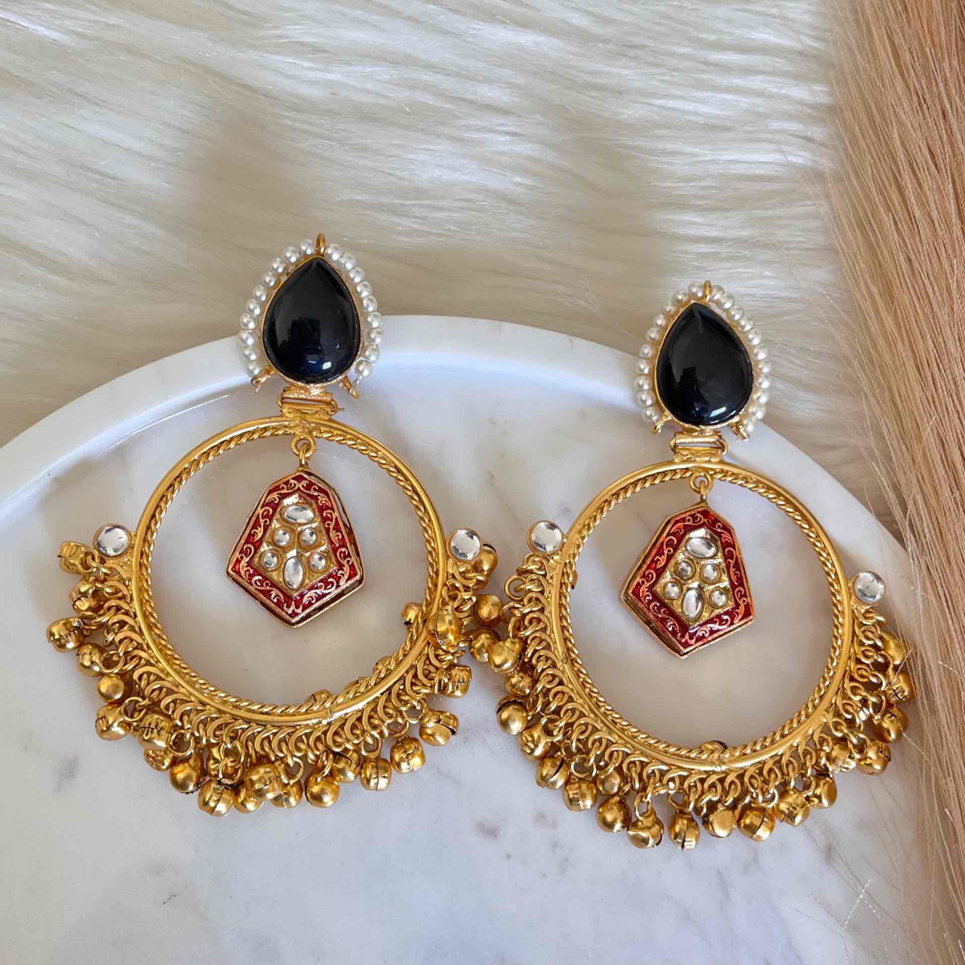 Black Naina Golden Fusion Earrings