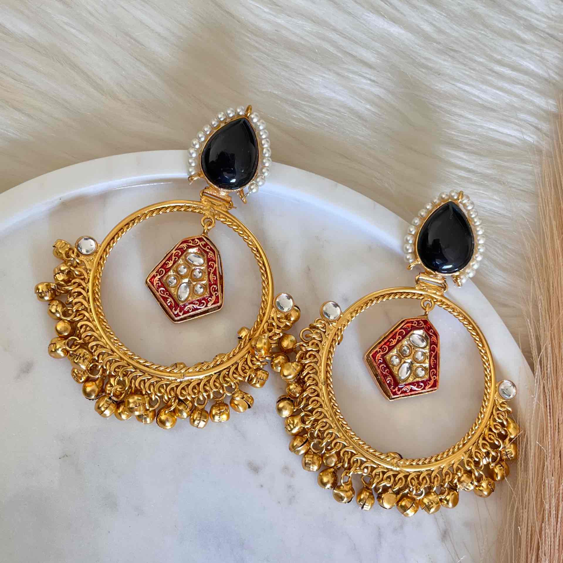 Black Naina Golden Fusion Earrings