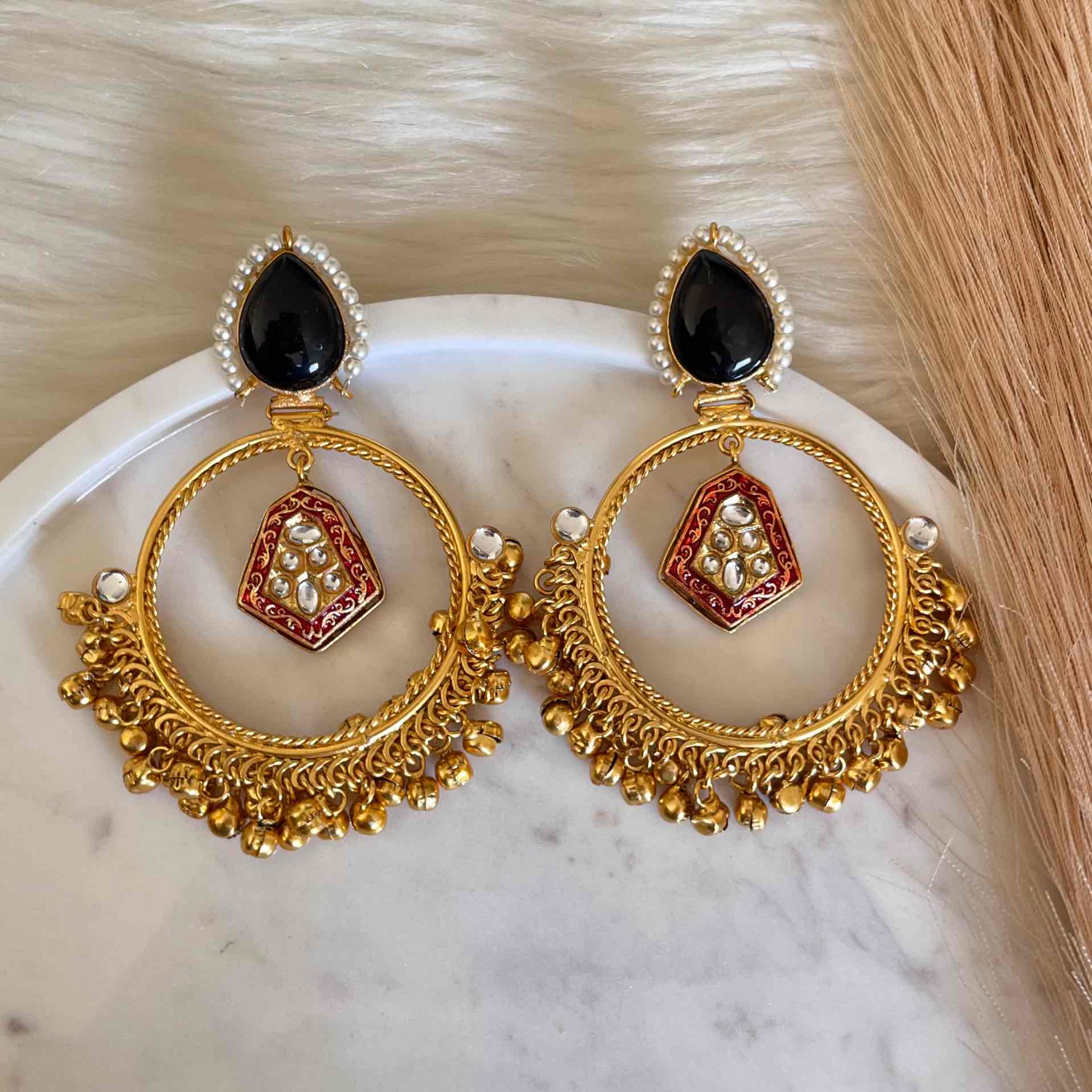 Black Naina Golden Fusion Earrings