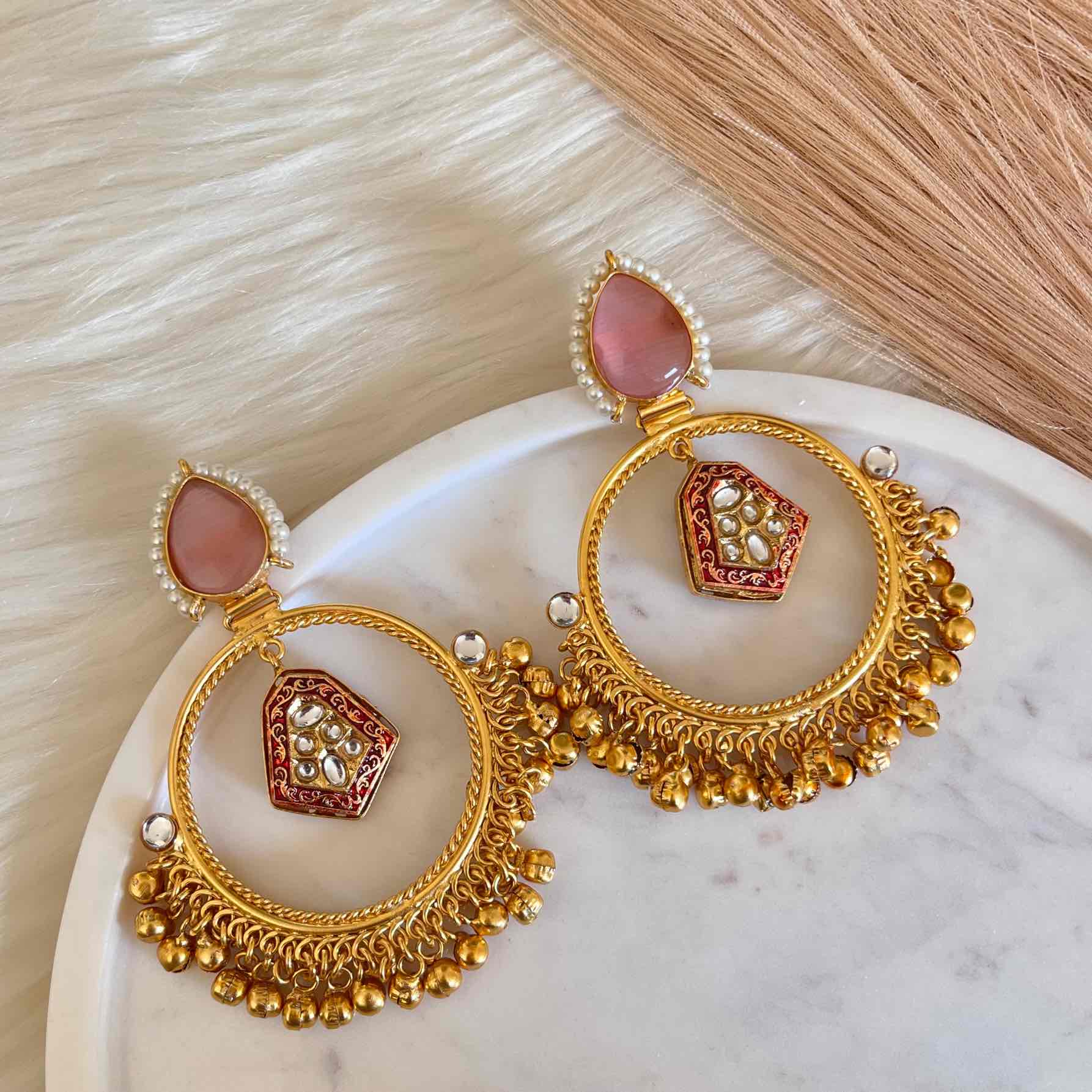 Pink Naina Golden Fusion Earrings