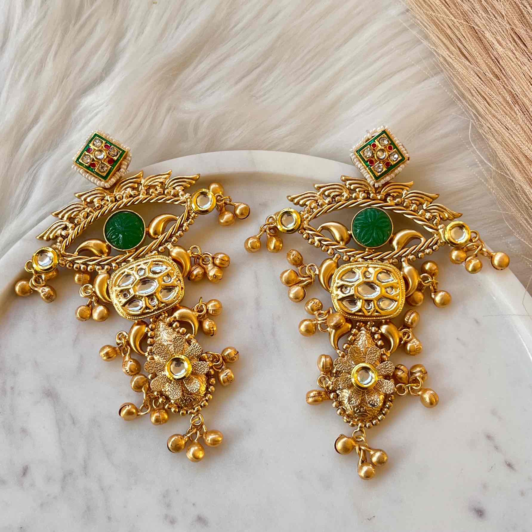 Green Deepshikha Fusion Golden Earrings