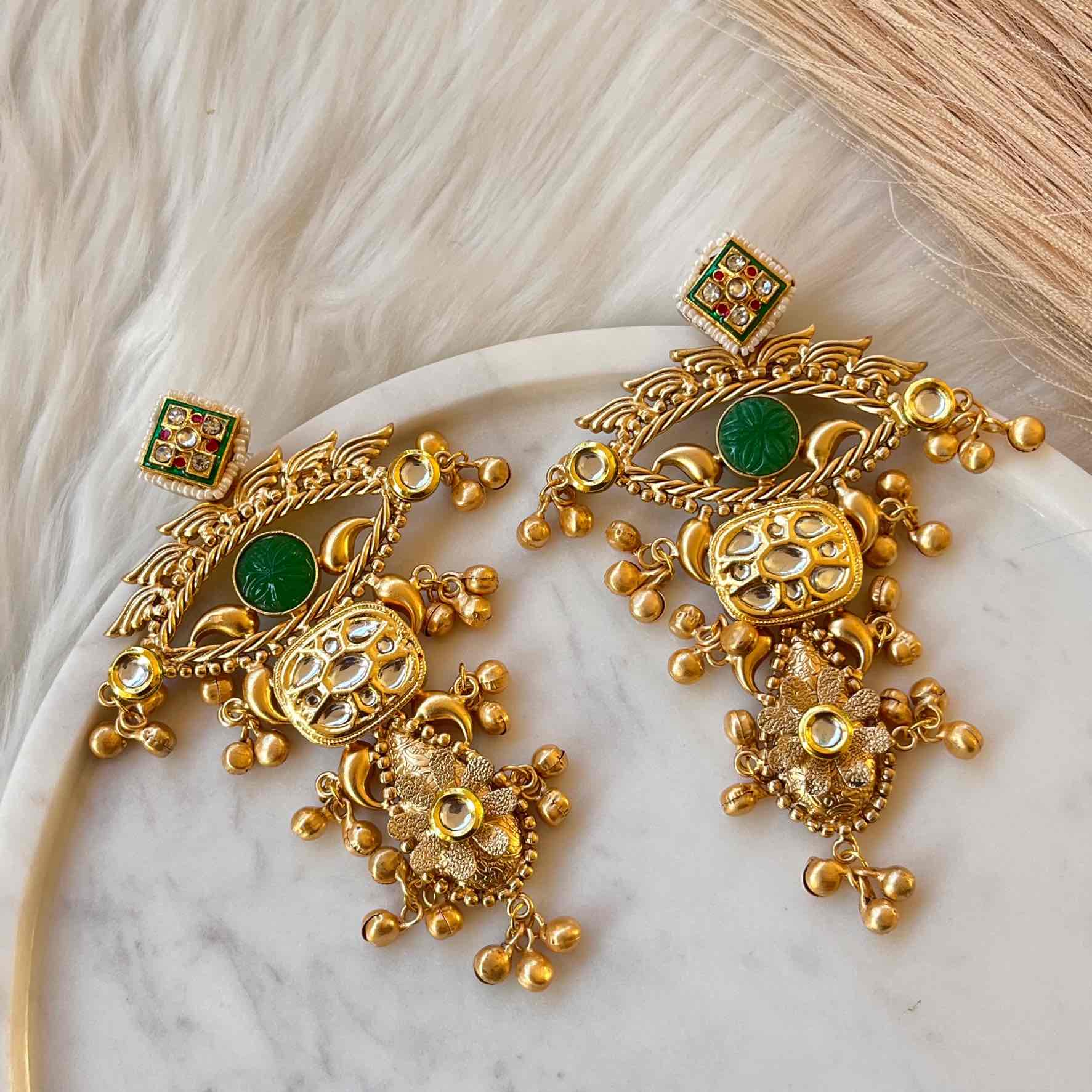 Green Deepshikha Fusion Golden Earrings