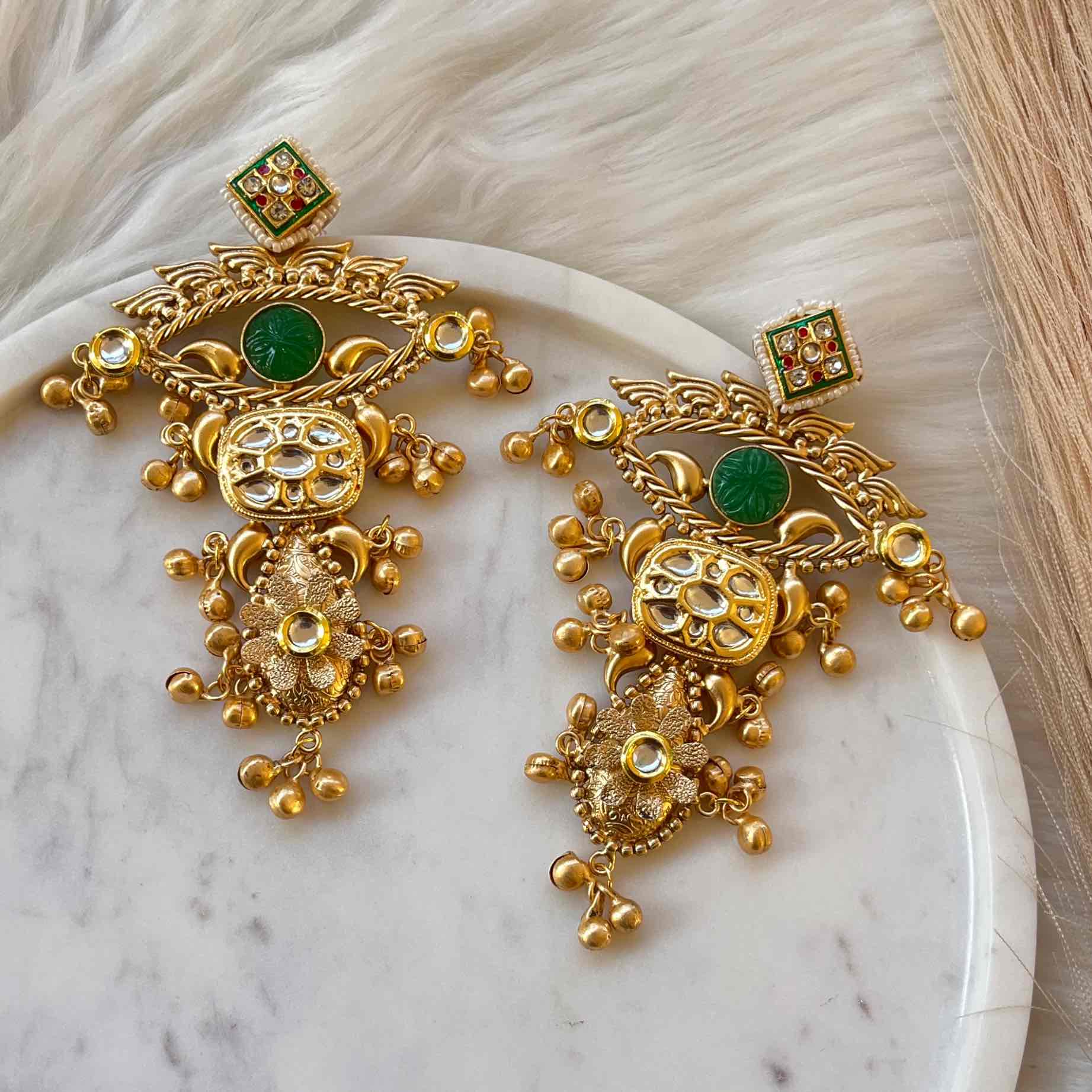 Green Deepshikha Fusion Golden Earrings