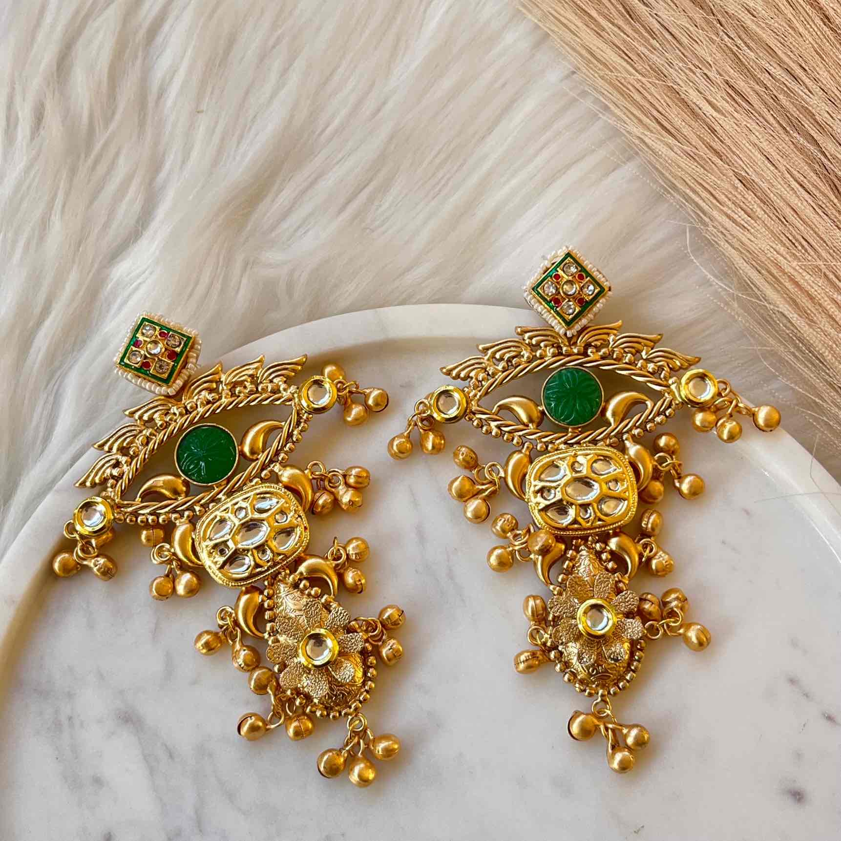 Green Deepshikha Fusion Golden Earrings