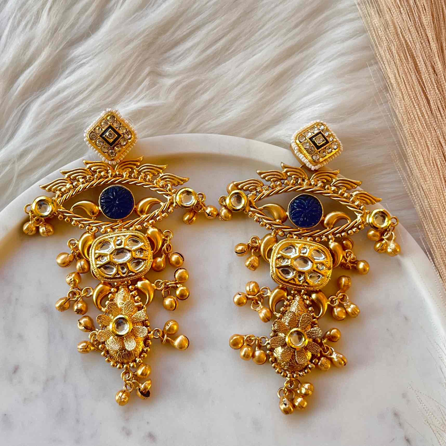 Blue Deepshikha Fusion Golden Earrings