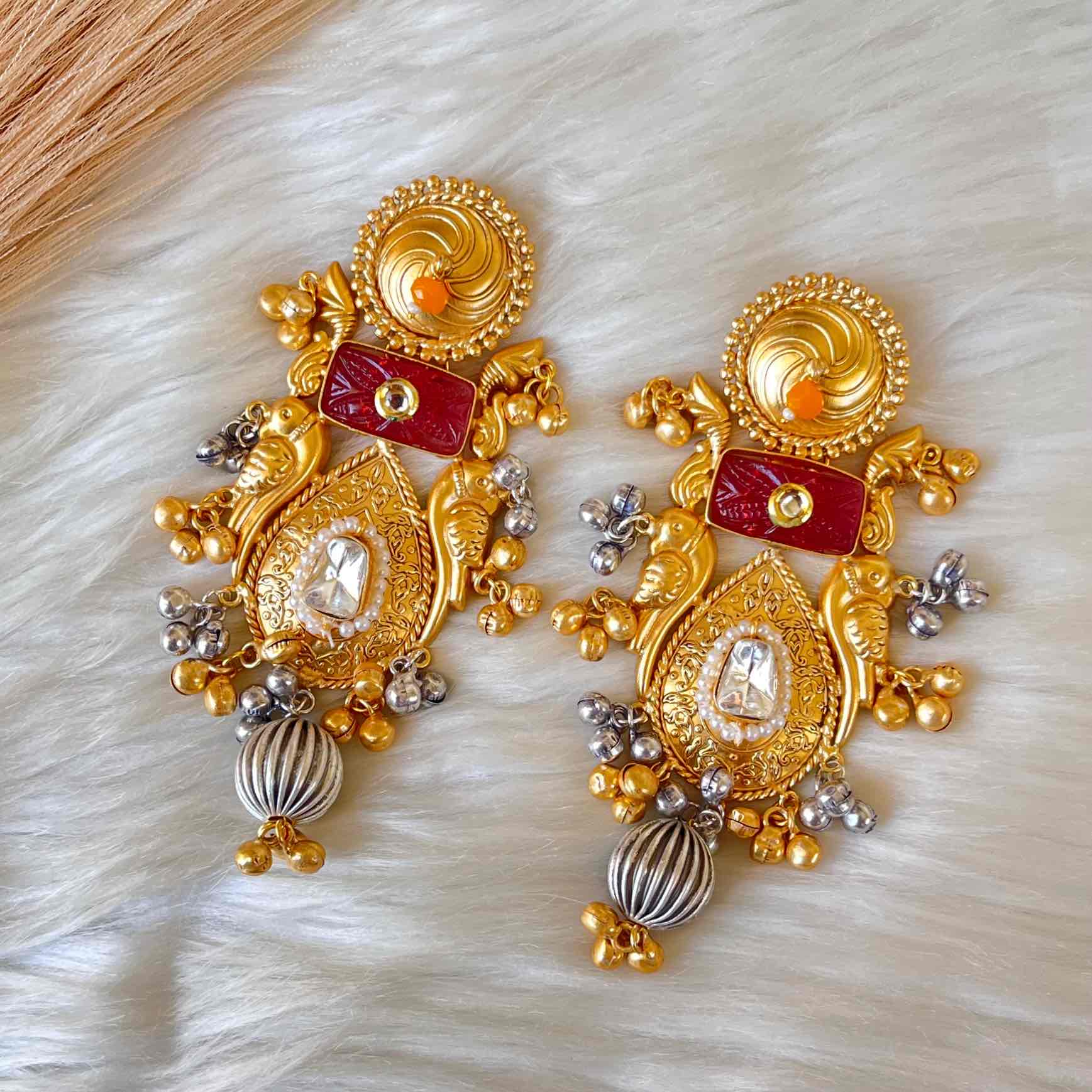 Pink Gulaab Fusion Golden Earrings